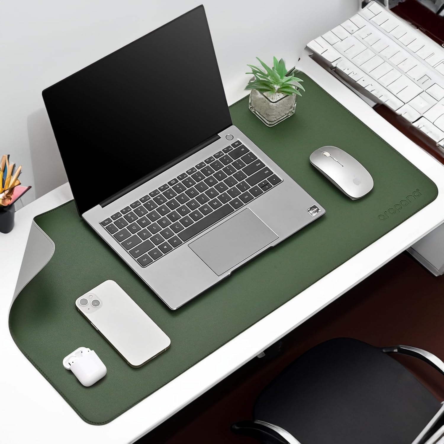 Aropana Vegan Leather Desk Mat | Large Reversible Mouse Pad & Computer Table Protector | Dual-Side Waterproof Extended Laptop Pad with Edge-Stitched Design (35.4 x 17.7 inch, Deep Green & Grey) Aropana Vegan Leather Desk Mat | Large Reversible Mouse Pad & Computer Table Protector | Dual-Side Waterproof Extended Laptop Pad with Edge-Stitched Design (35.4 x 17.7 inch, Deep Green & Grey)