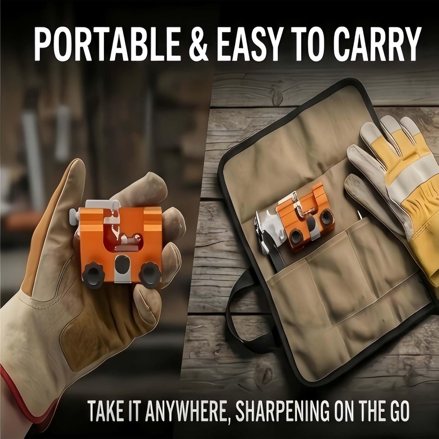 Chain Sharpener Tool, Universal Chain Saw Sharpener Jig Kit With 5 Sharpening Rods, Chain Saw Blade Sharpening Tool For Saw Chain (2pc Orange, L)