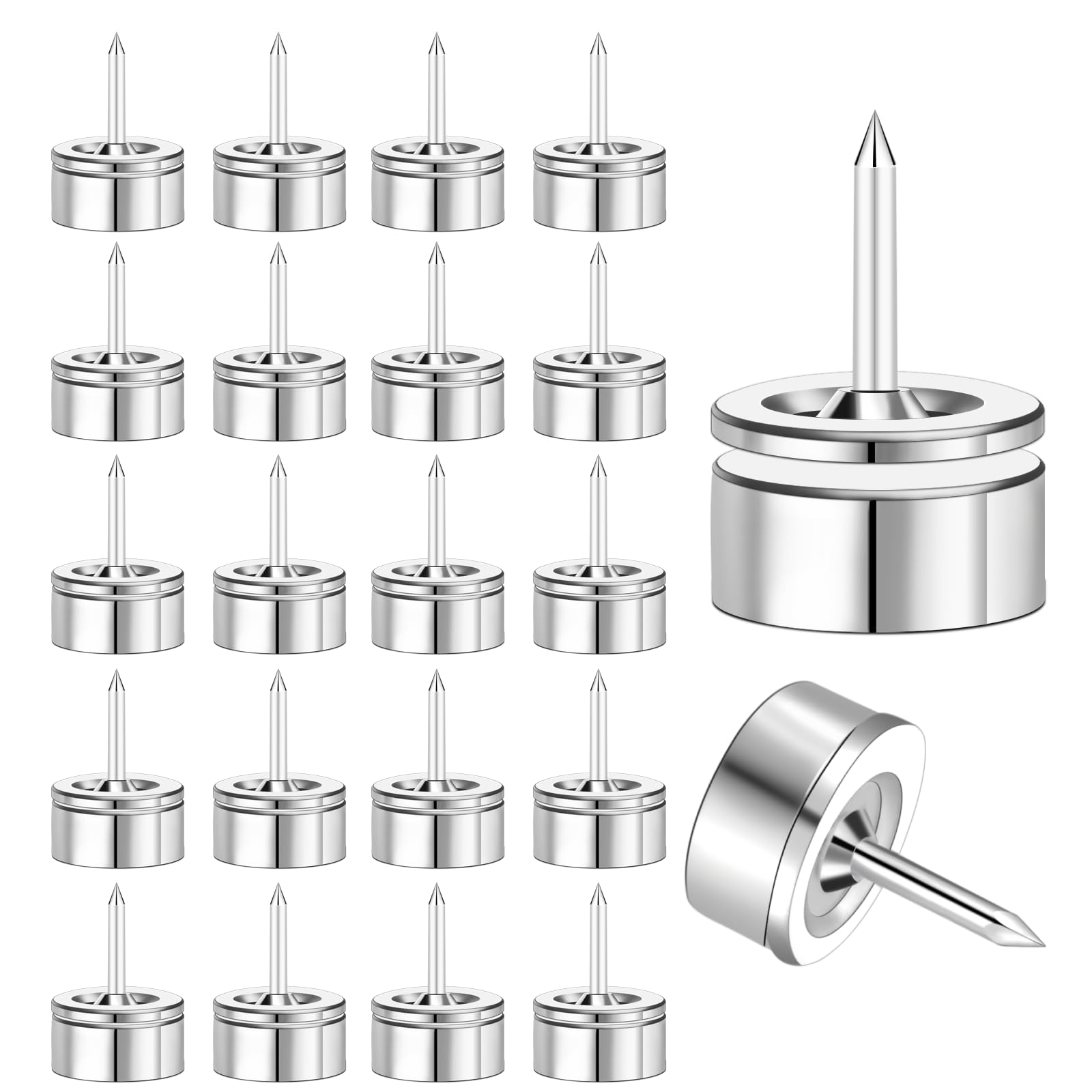 Magnetic Push Pins, 20 Sets Magnet Thumbtack for Board [1s Quick Pin][No Hole Hang Way], Poster and Photo Hangers Push Pin Magnets for Office Supplies