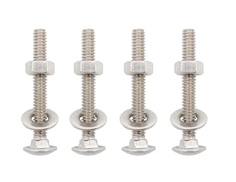 LBY 10 Sets Carriage Bolts Screws Assortment Kit, 1/4-20 x 2 Round Head Square Neck Bolts with Hex Nuts and Flat Washers, 304 Stainless Steel Silvery