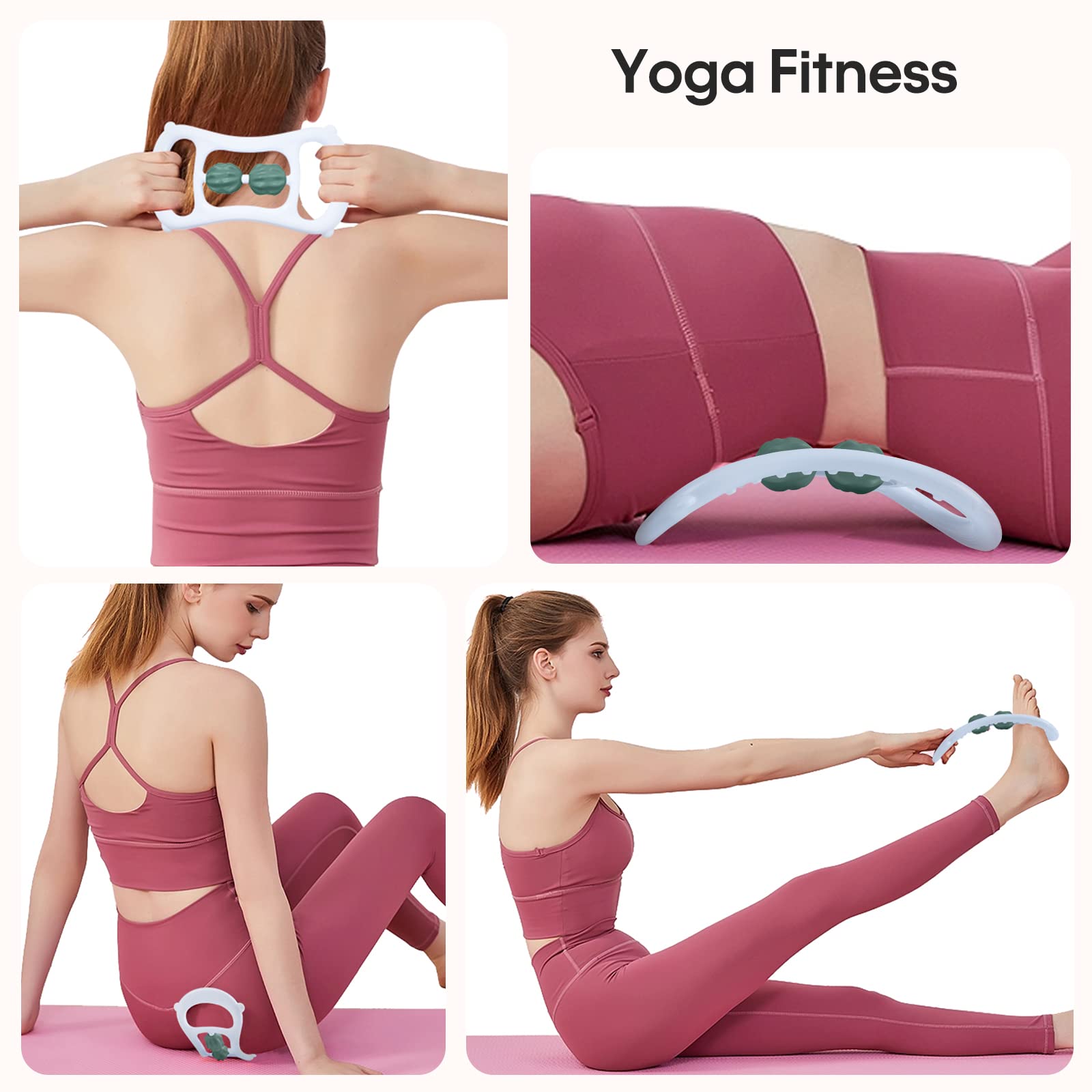 Masażer szyi, masażer pleców, wałek spustowy, do jogi, kształtowania fitnessu, ergonomiczny uchwyt, łagodzący ból, masażer do głębokich tkanek, masażer do talii, szyi, pleców i ramion, biały