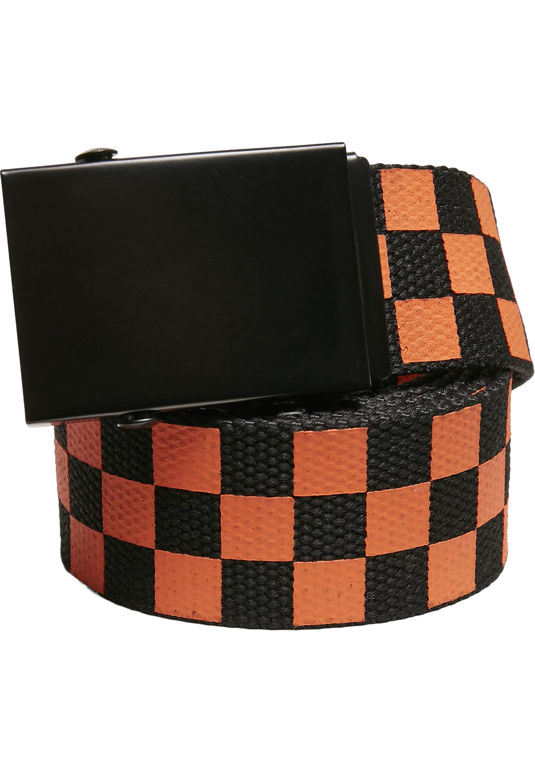 Urban Classics Check and Solid Canvas Belt Pack of 2, Black/Orange, Small-Medium