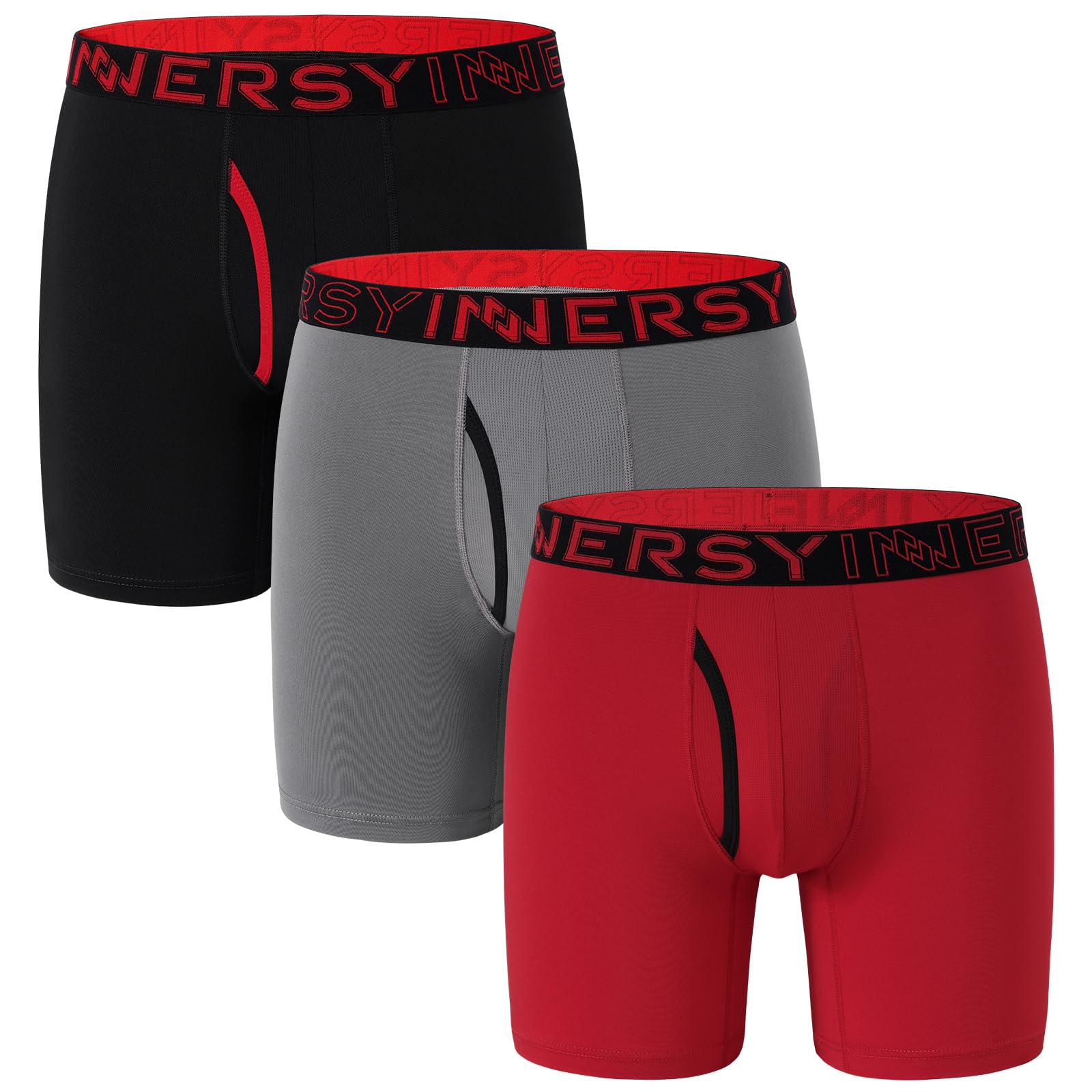 INNERSY Men's Quick Dry Boxer Briefs Moisture Wicking Underwear for Travel&Workout 3-Pack