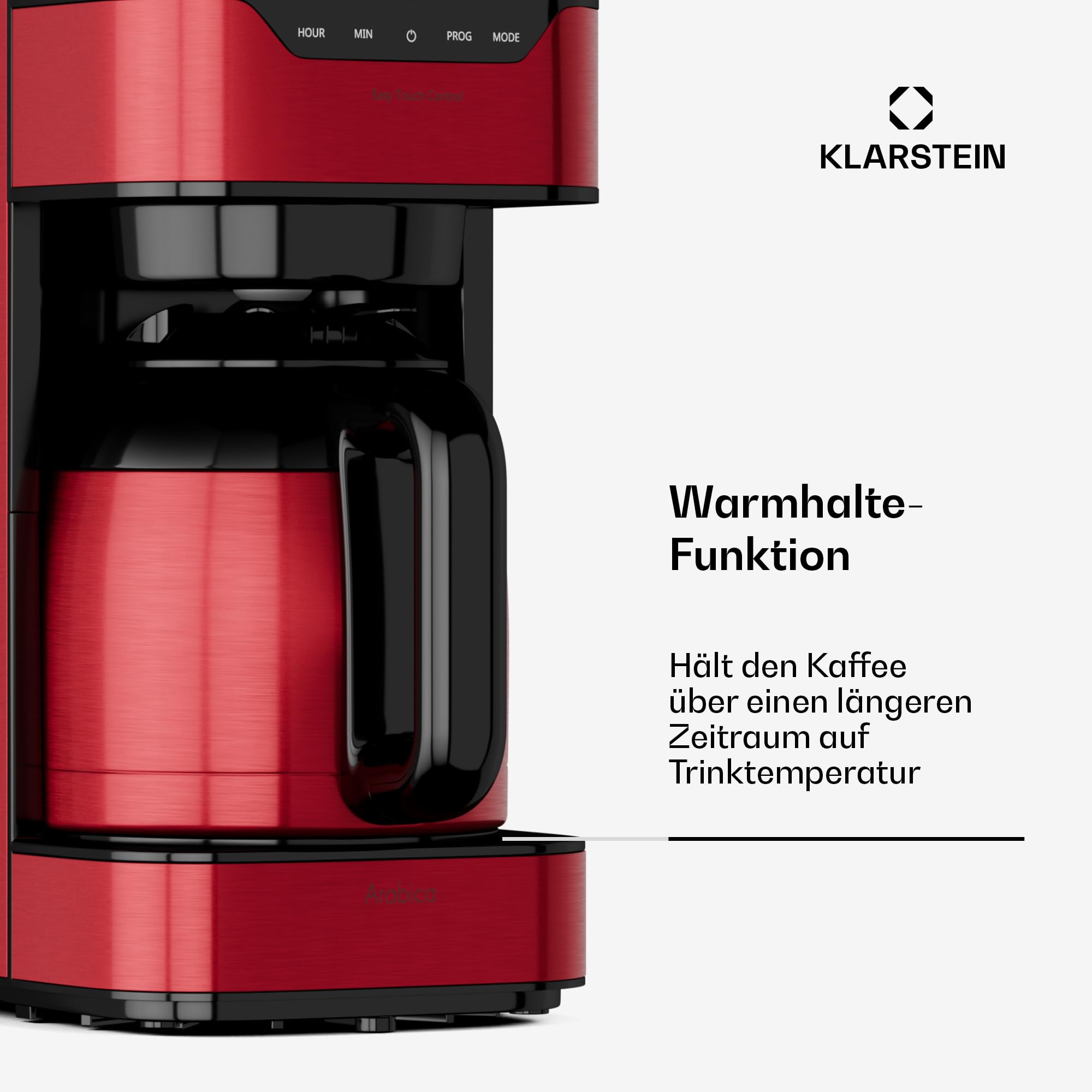 Klarstein 1,2 L Kaffeemaschine mit Thermoskanne und Timer, Kaffeemaschine Filtermaschine für 10 Tassen, 800 W Filter Kaffeemaschine Groß, Filterkaffeemaschine mit Edelstahl-Thermoskanne für Kaffee