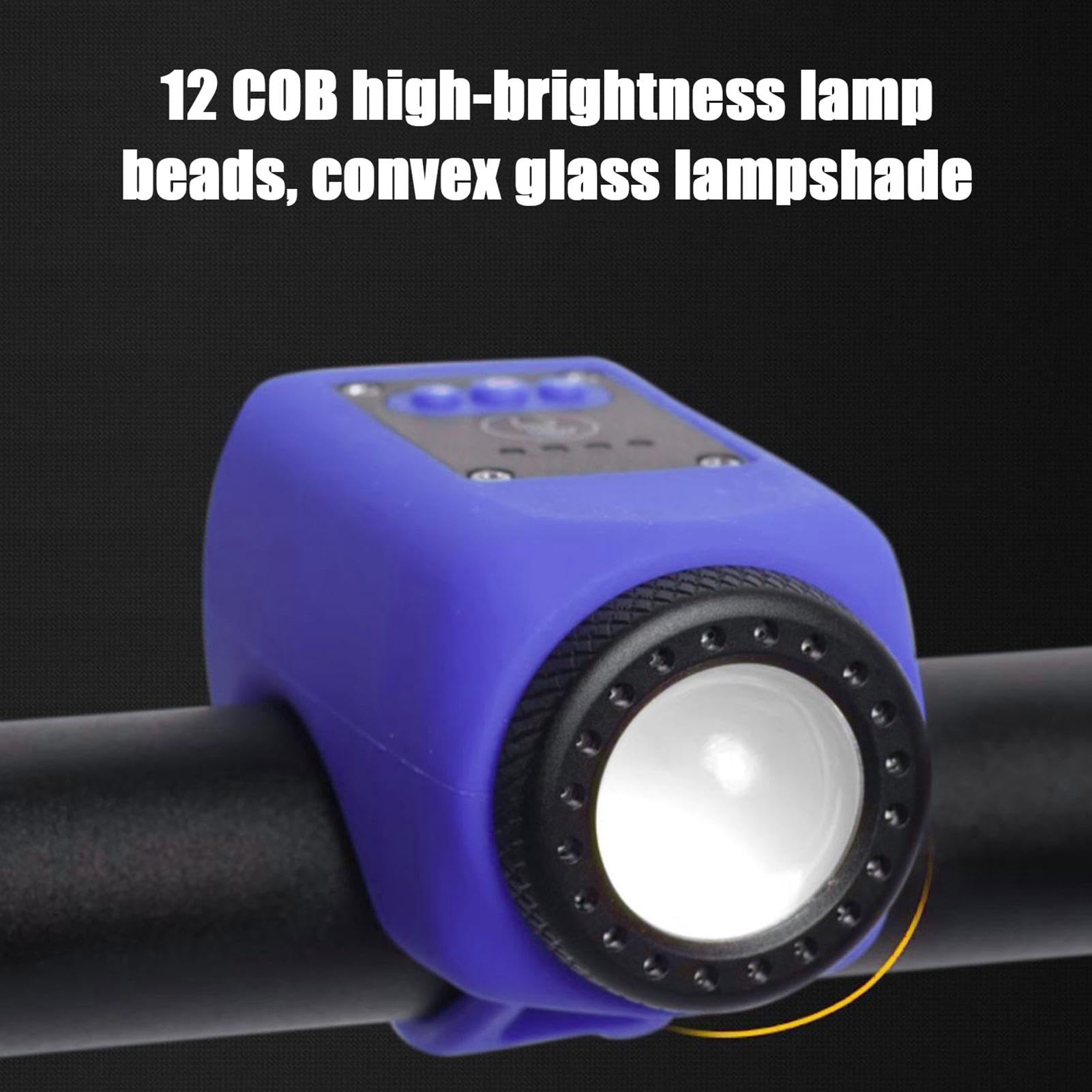 Electric Bike Horn Bikes Light, 120 dB Waterproof Cicli Bell Adulti, USB ricaricabile 180° Viewing Angolo, Flashlight Taillight with 4 mode for Cycling, Size: 2.76x1.57x1.57inc