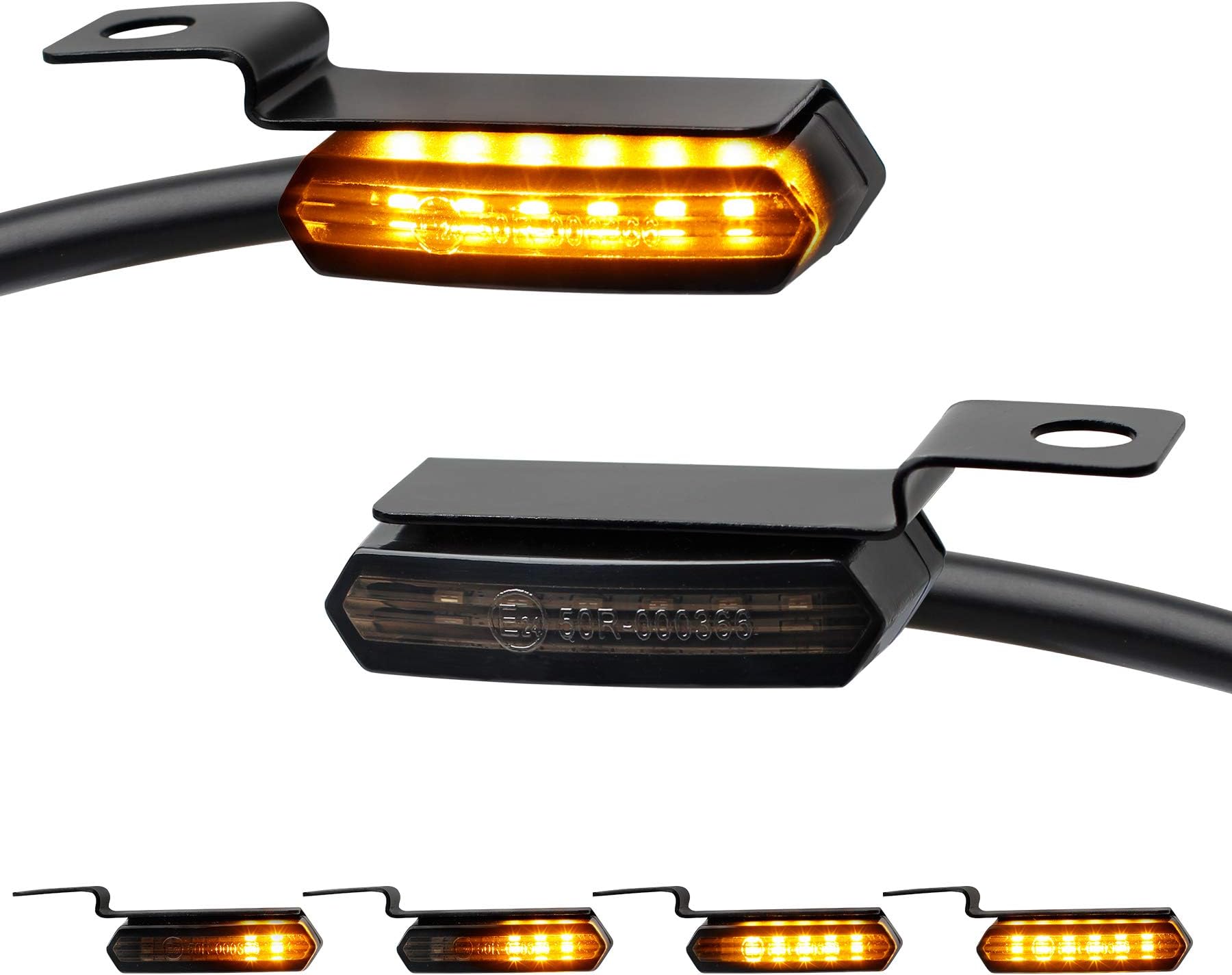NTHREEAUTO Sequential LED Turn Signals, Flowing Handlebar Brake Clutch Marker Light Motorcycle Mini Blinkers Compatible with Harley Dyna Sportster 883 XL1200 Road King Softail
