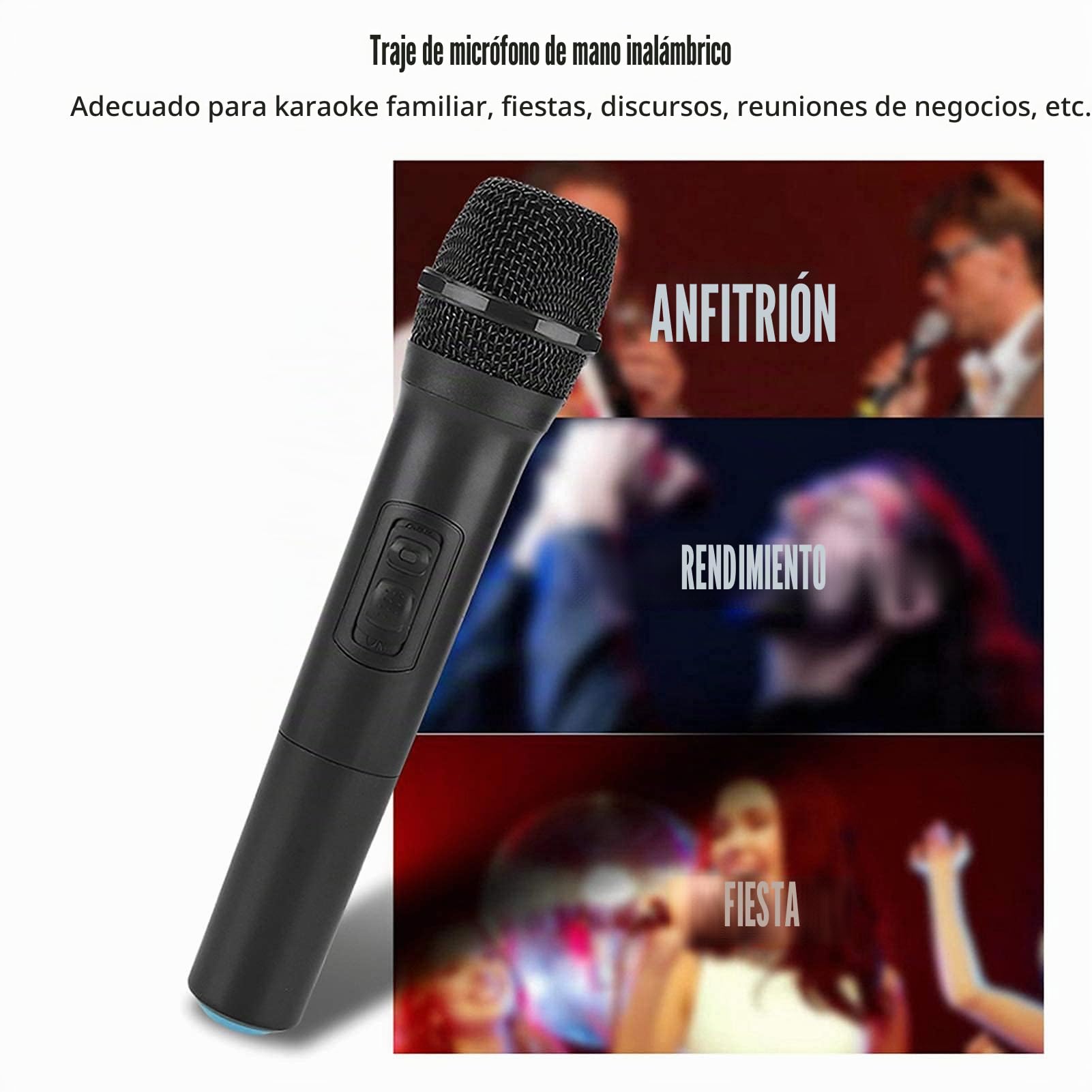 Goshyda Micrófono de Mano inalámbrico Micrófono de Mano inalámbrico VHF Universal con Receptor/Antena para Karaoke/reunión de Negocios