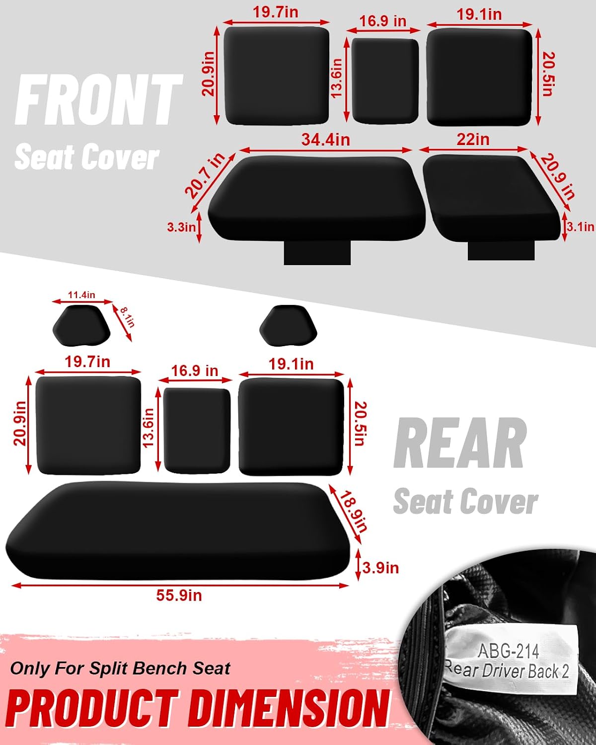 StarknightMT Seat Covers Compatible with CFMOTO Uforce 1000 XL 2022-2024,1680D Waterproof UTV Seat Covers Black Set (11 Pcs) with Handy Pockets UFORCE 1000xl Accessories