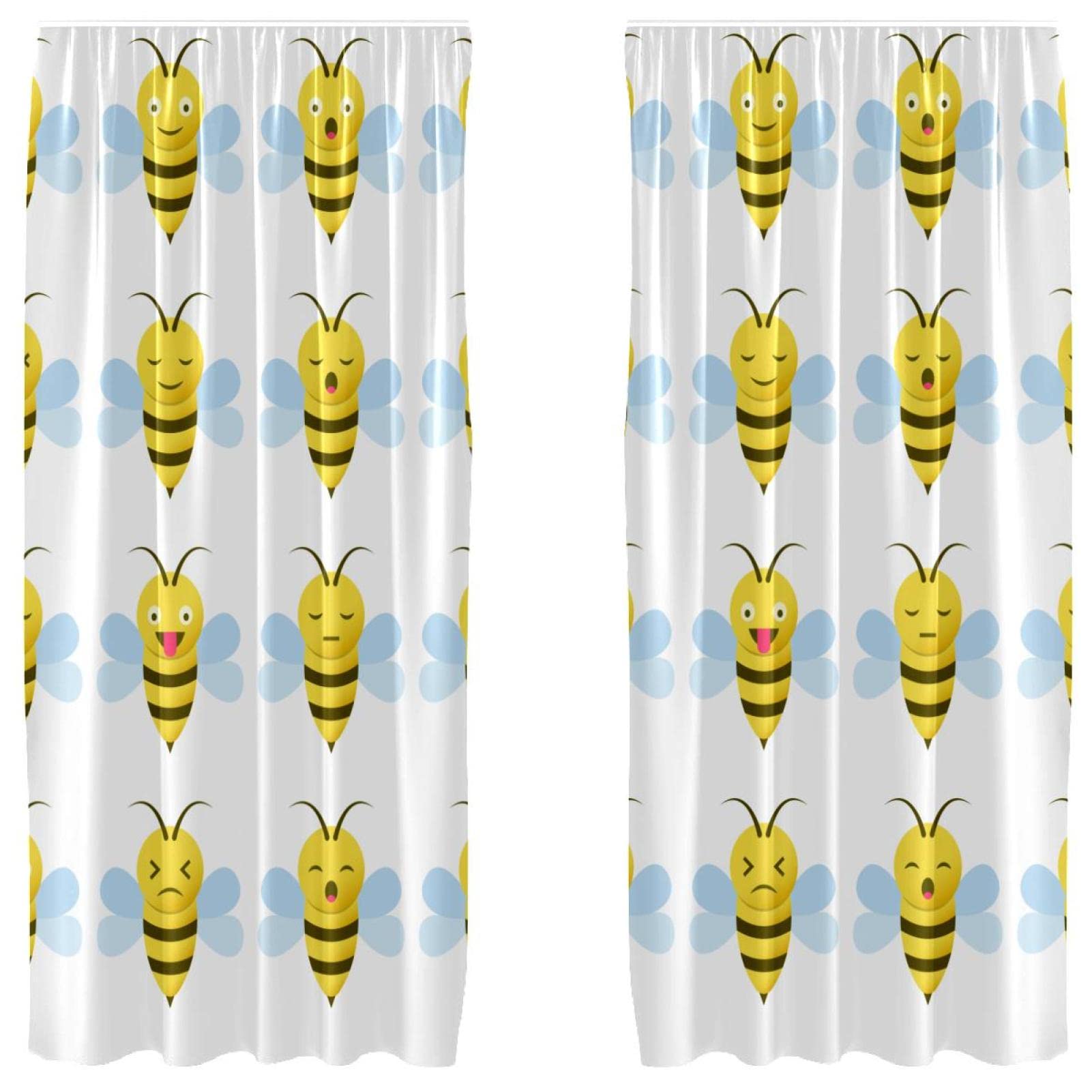 Cortinas decorativas de abeja amarilla para renovar el salón, juego de 2 paneles 55x84"