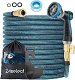 Tuyau d'arrosage extensible de 45 m ou 60 m, tuyau d'arrosage flexible avec tissu extra résistant, avec buse de pulvérisation à 10 motifs, tuyau extensible léger et étanche pour arroser et laver (45 m - 1