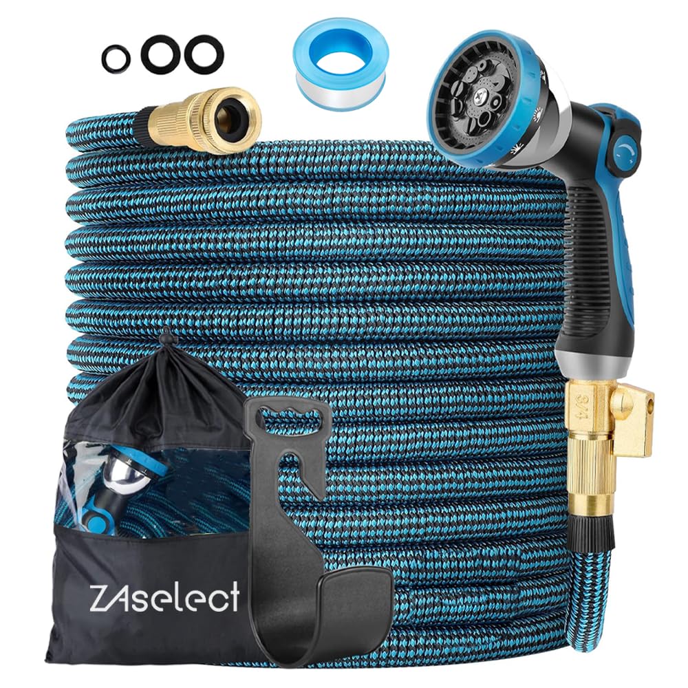 150FT or 200FT Expandable Garden Hose, Water Hose with Extra Strength Fabric, with 10-Pattern Spray Nozzle, Leakproof Lightweight Expanding Hose for Watering and Washing (150FT/45Meters)