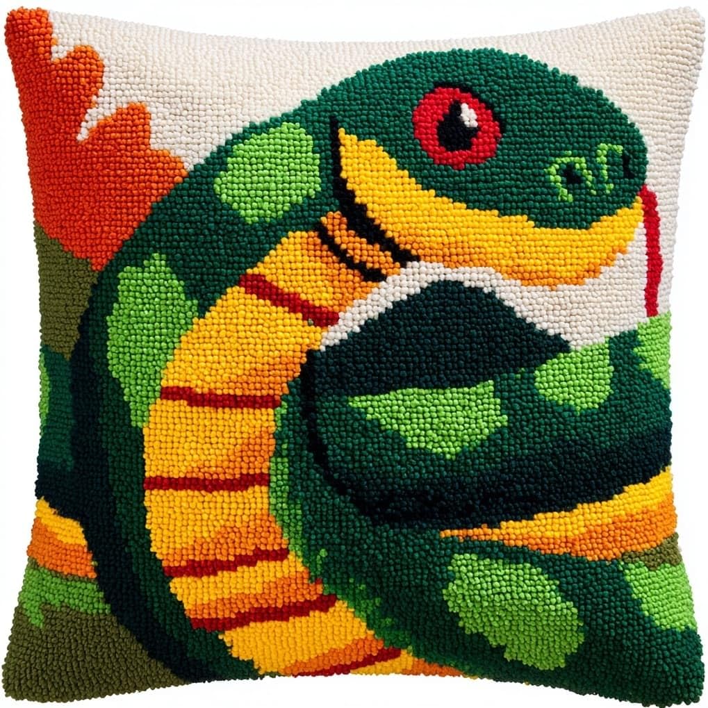 AxiangziK Latch Hook Pillow Kit,Animal Snake