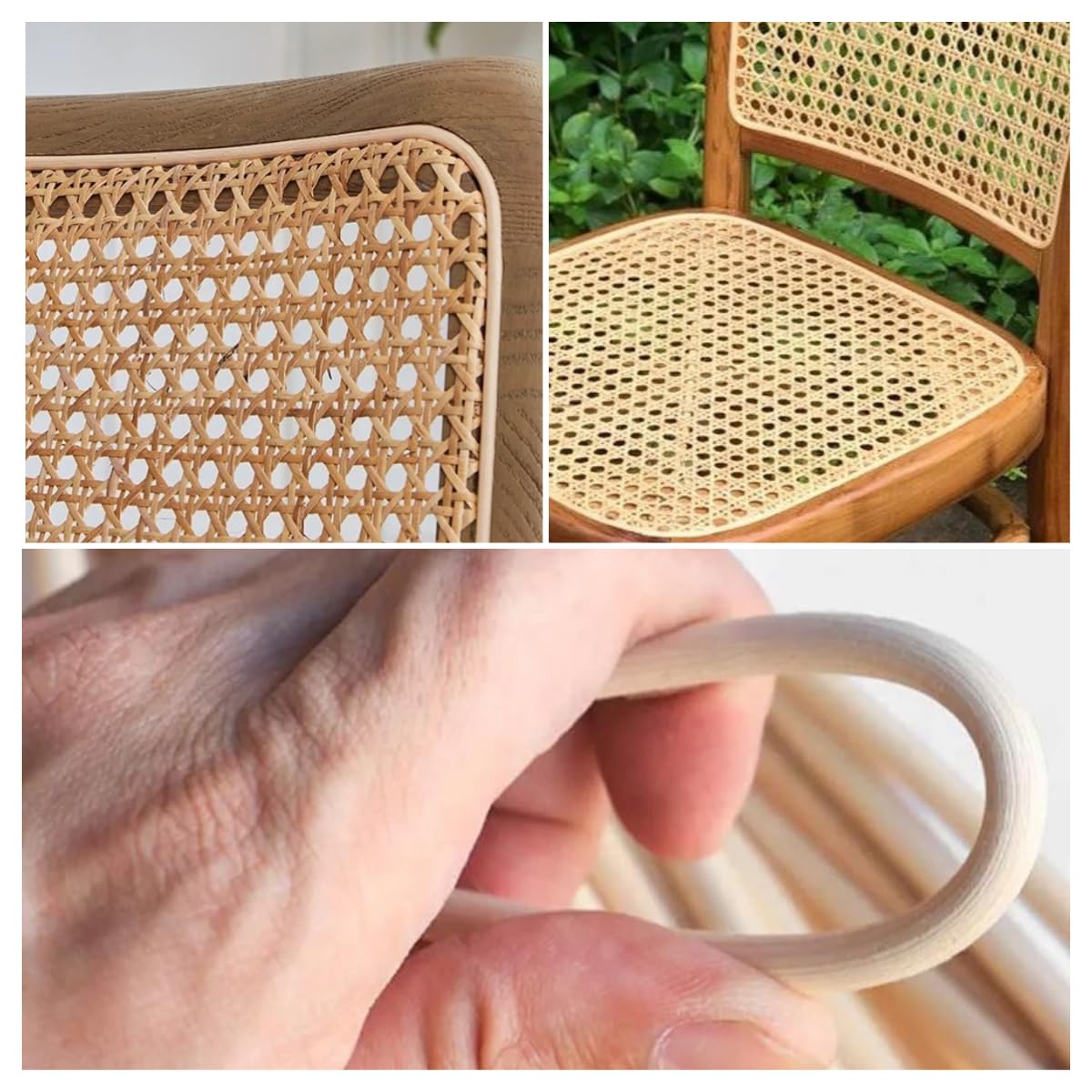 Midollo di rattan Naturale da 3 mm, 500 g – Sezione Tonda, Listello in Rattan per impagliatura, Midollino, Paglia per Cesti, Paglia di Vienna per Sedie,Cesta vimini, Mobili Riparazione - Circa 70 m
