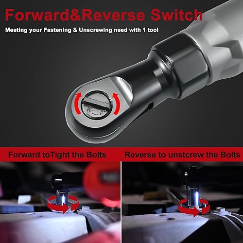 Miniatura 7 de AOBEN Kit de llave de trinquete inalámbrica de 21 V de 1/2 pulgadas - 74 pies-libras, trinquete de potencia eléctrica sin escobillas con velocidad