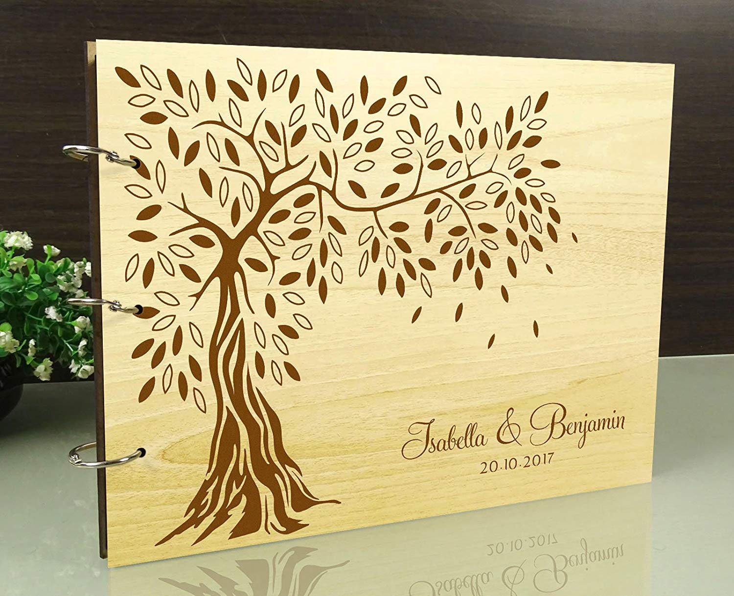 Darling Souvenir Hochzeitsbaum Gästebuch Personalisierte Holz Gravierte Name Und Datum Foto Album Buch Für Geschenke