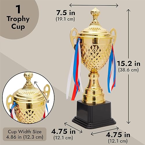 Miniatura 3 de Juvale Gold Trophy Cup - Premio del trofeo de torneo y campeonato - Premios versátiles para fútbol, baloncesto y golf - Recompensas para adultos y