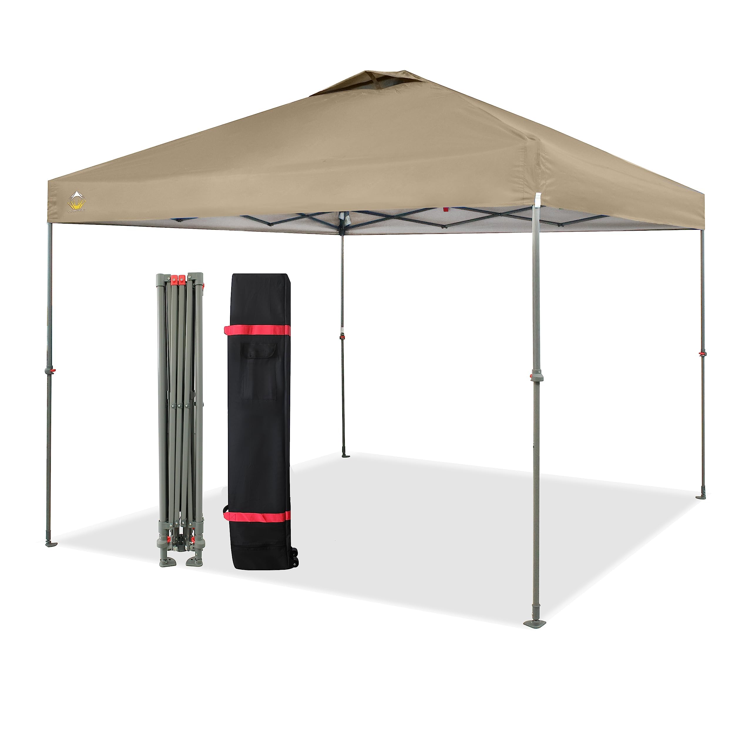 Crown Shades Beige Gazebo 3m x 3m Heavy Duty Pop Up Gazebo Waterproof Shelter Height Adjustable Folding Camping Gazebo for Garden and Beach with Carry Bag?