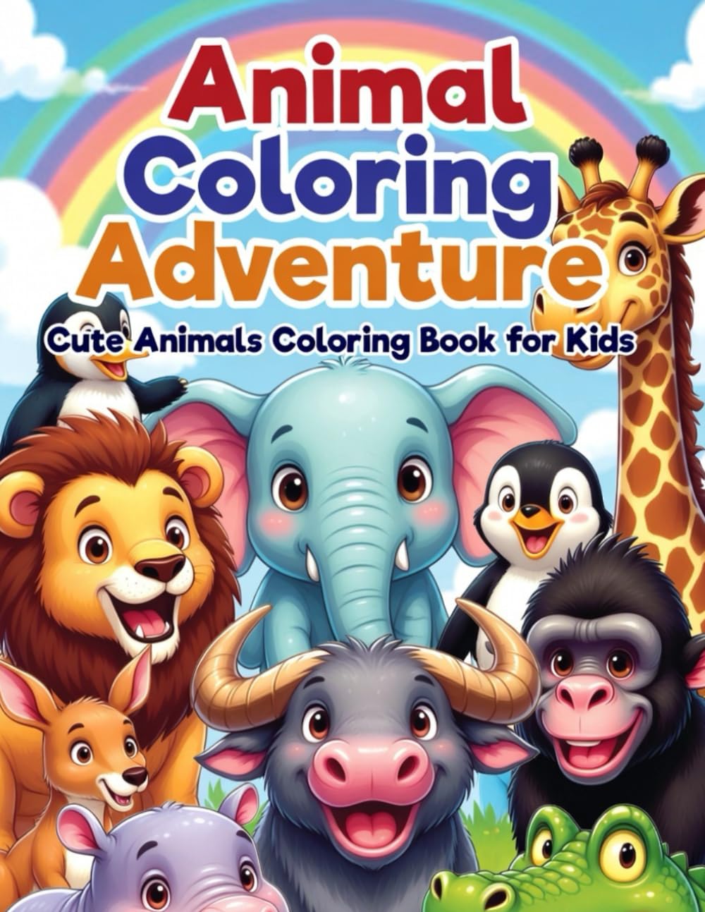 Animal Coloring Adventure for Kids: 50 Fun and Easy Coloring Pages of Adorable Animals for Toddlers and Preschoolers Ages 3–8