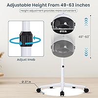 Vista 4 de Secador de pelo con capucha, Secador de campana profesional sobre ruedas, Sentarse debajo de la secadora, Secador de pelo de pie, Blanco