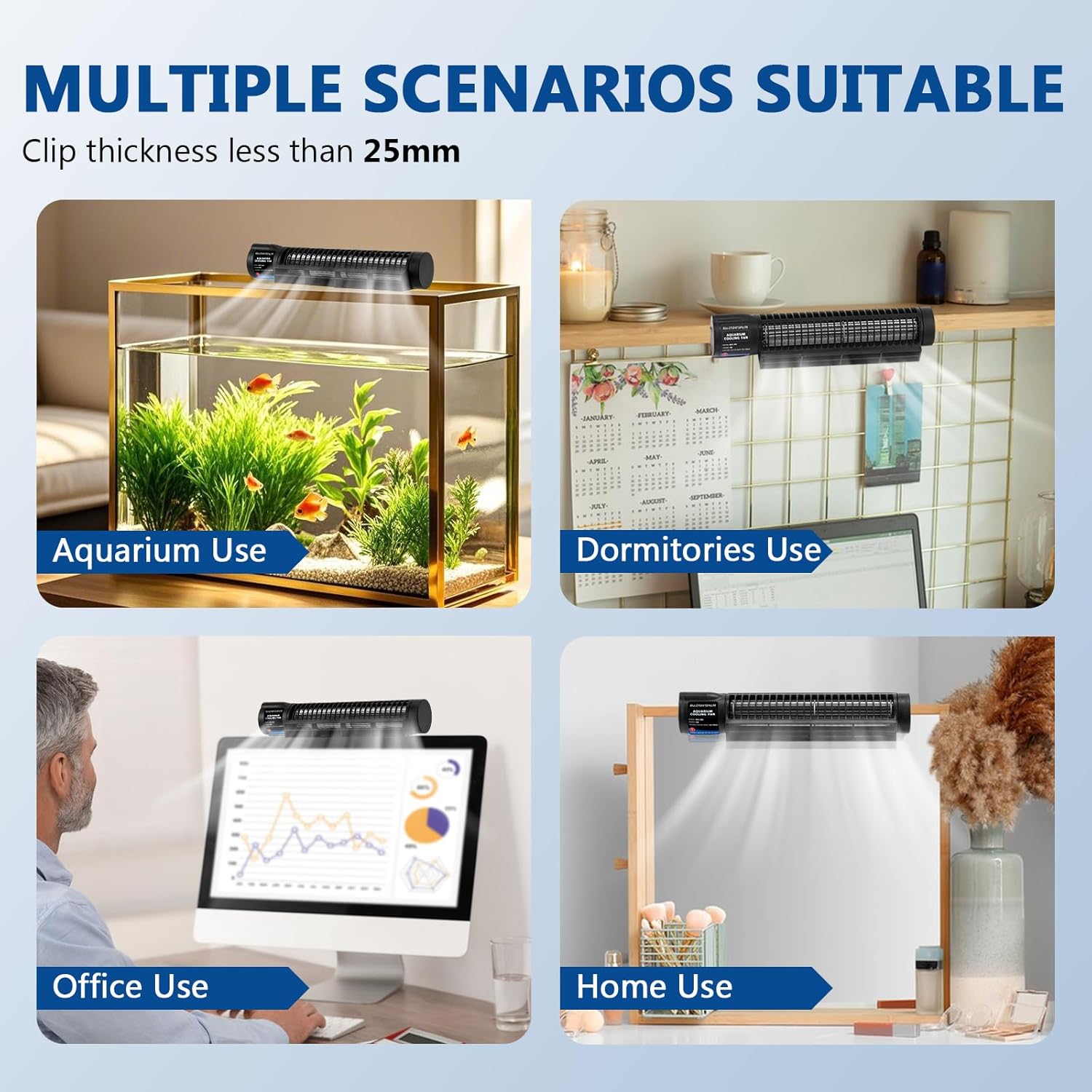 BAOSHISHAN Aquarium Chiller Fan, with AutoTemperature Control and Adjustable 3 Speed, 120° Cross-Flow Air Outlet s Aquarium Cooling Fan Cooler for Tank Home Office