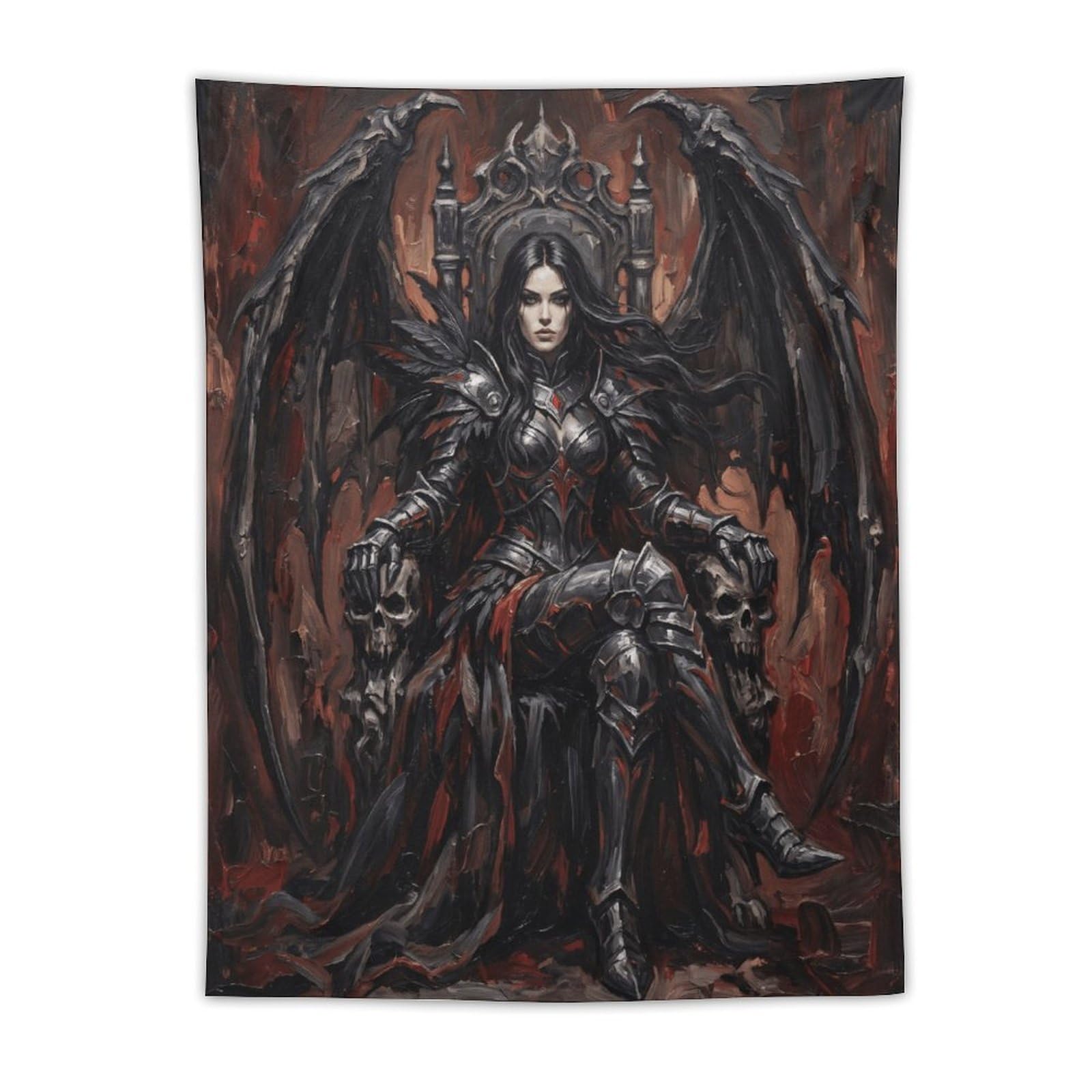 H3B8U2Y5 Armored Dark Queen Throne Wall Tapestry, Oil Painting