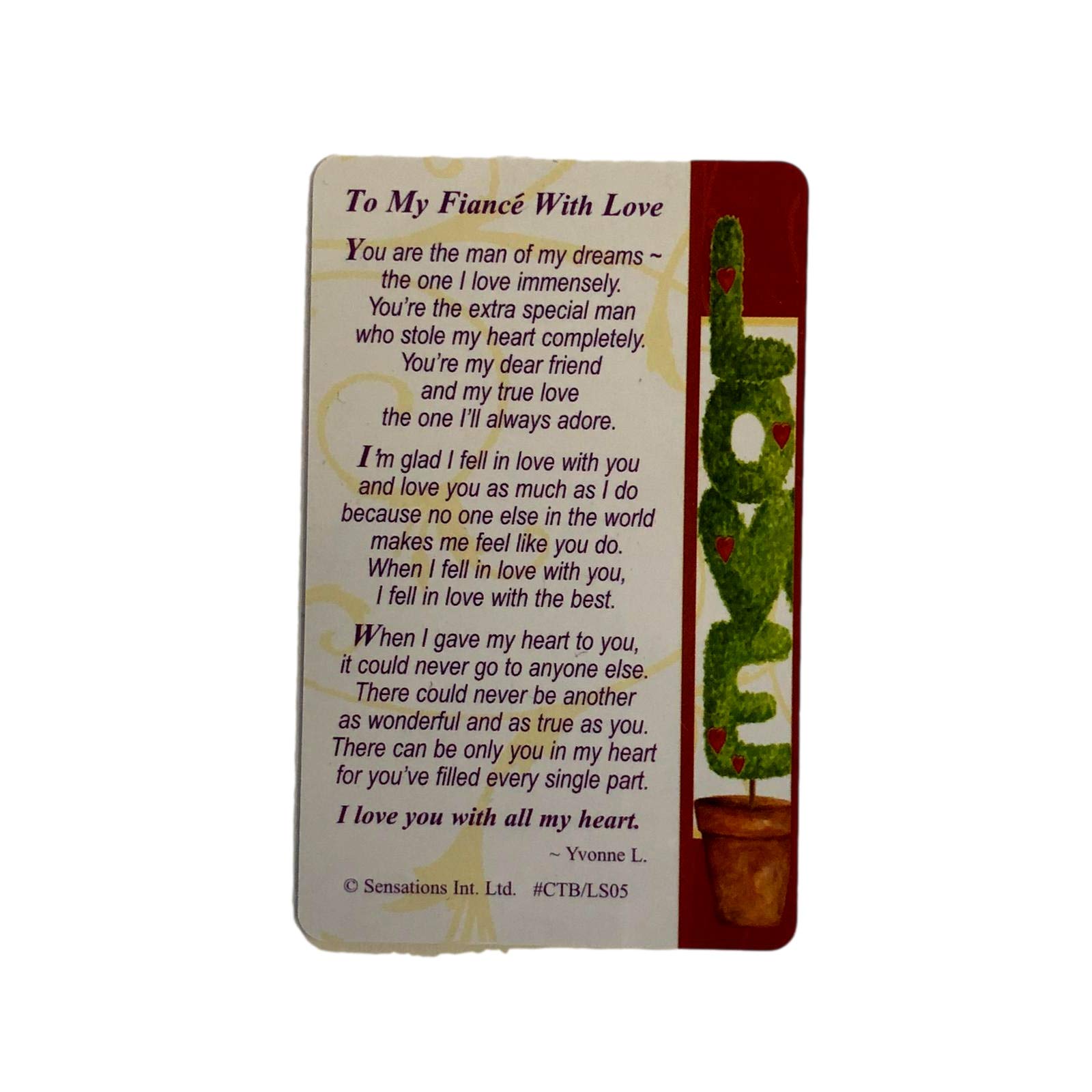 Sentimental Keepsake Wallet/Purse Card - to My Fiance with Love