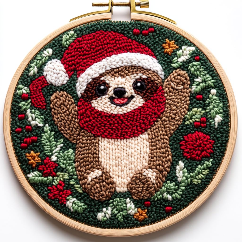 DIY Santa Punch Needle Kit - Beginner Crafting -11