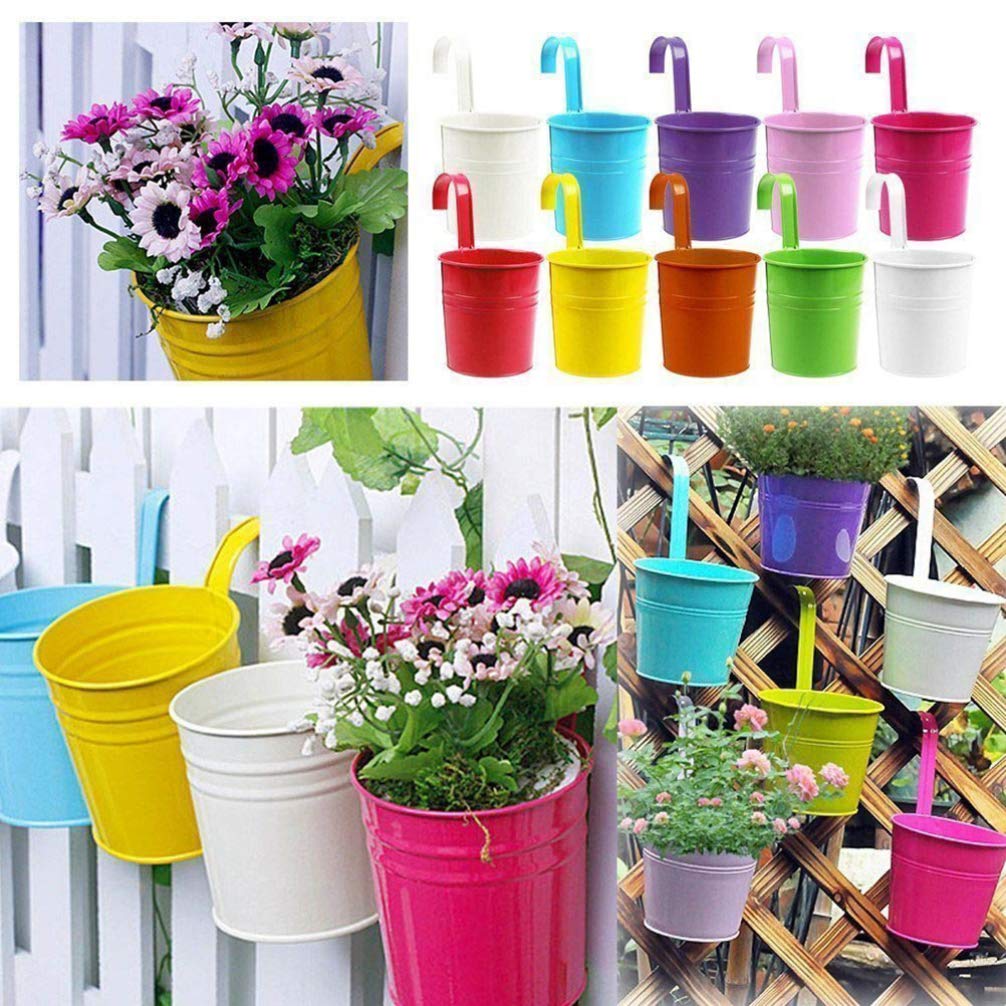 HEMOTON 3stcke Hngender Blumentopf Mit Haken Metall Pflanztopf Fr Garten  Balkon Wanddekoration Blumenhalter Fr Terrasse Und Veranda: Amazon.de:  Garten