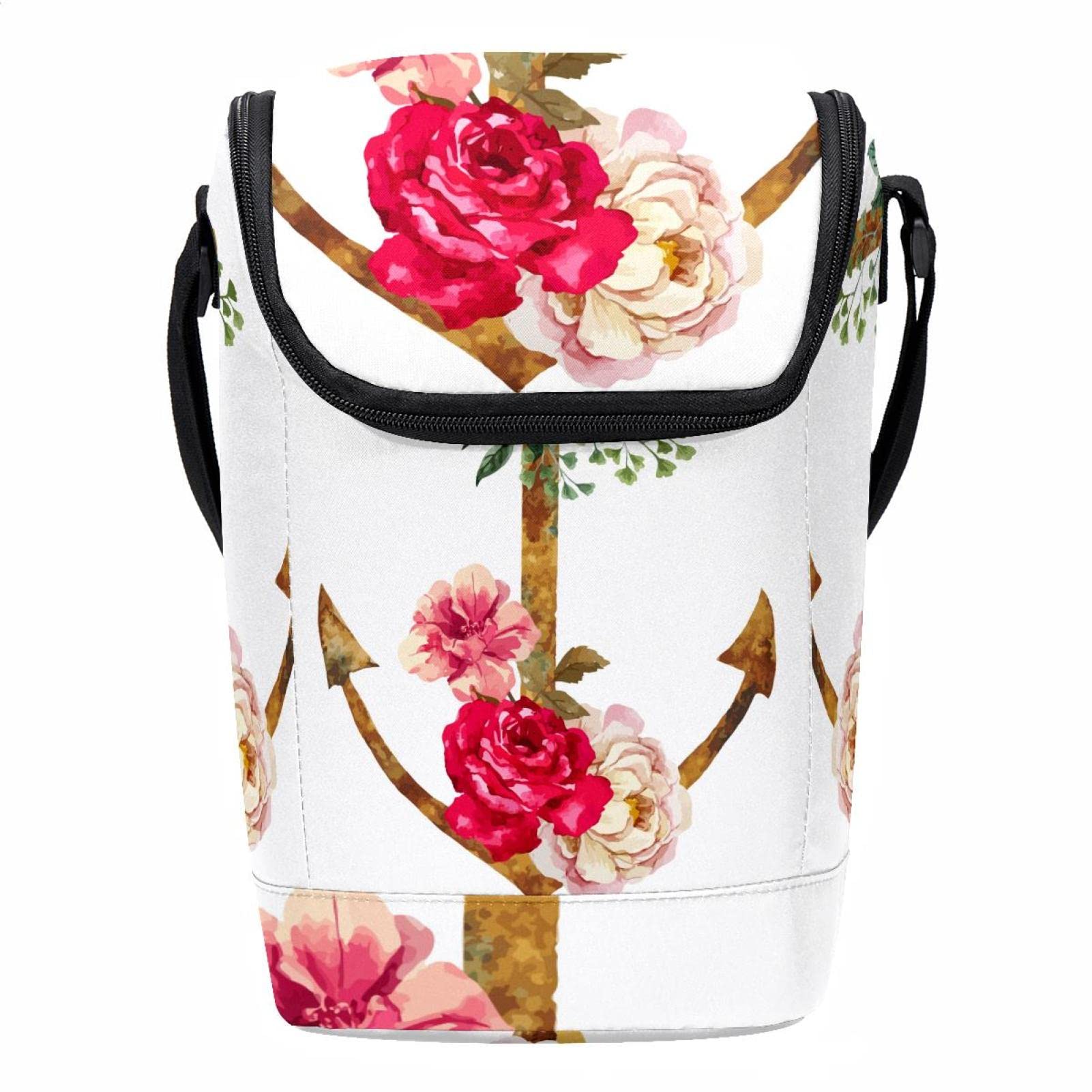Bolsa de almuerzo para hombres y mujeres con diseño de ancla floral marina para oficina