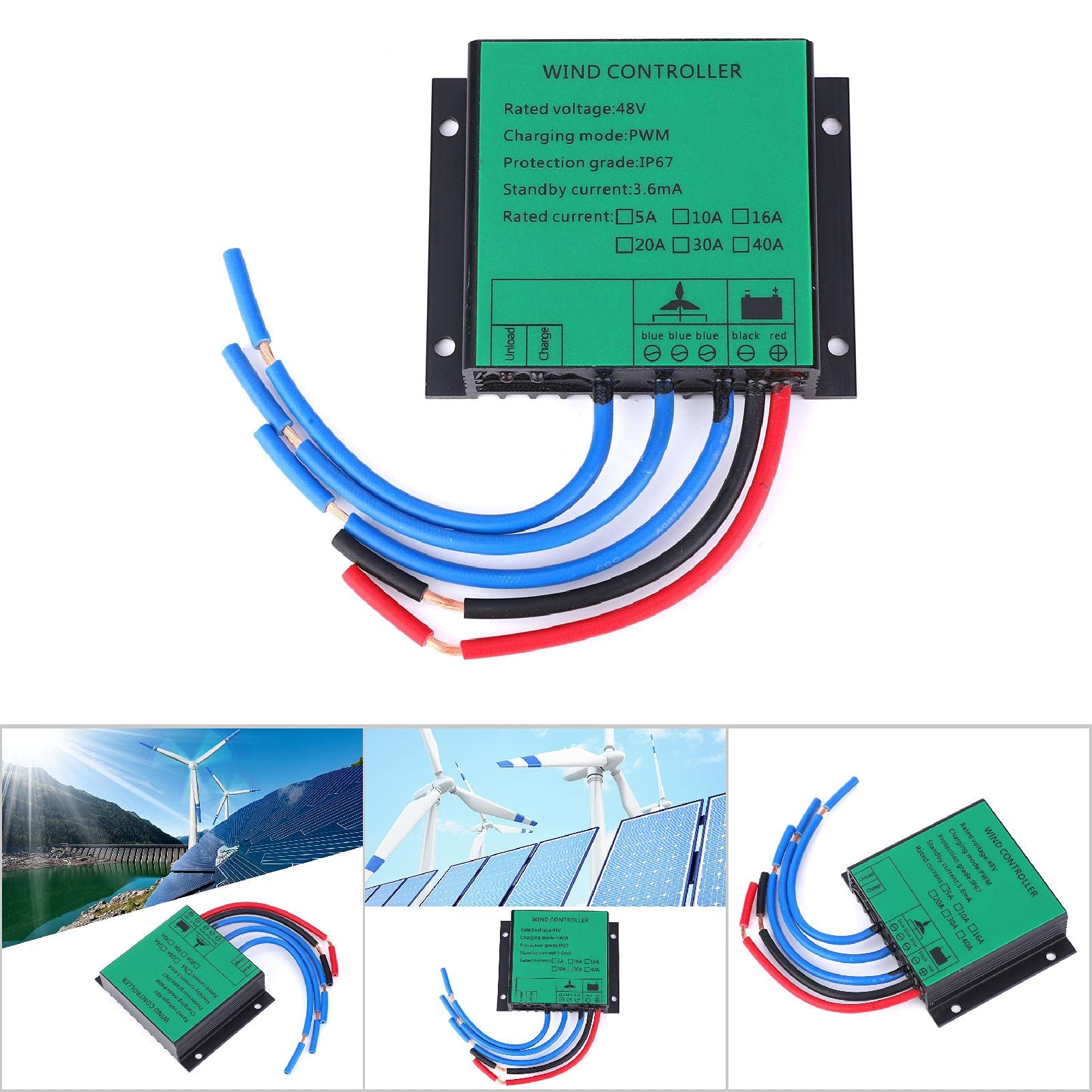 Controller per Generatore Eolico PWM in Lega di Alluminio con Diodo Emettitore di Luce per Barche da Pesca, Lampioni, Casa, Sorveglianza