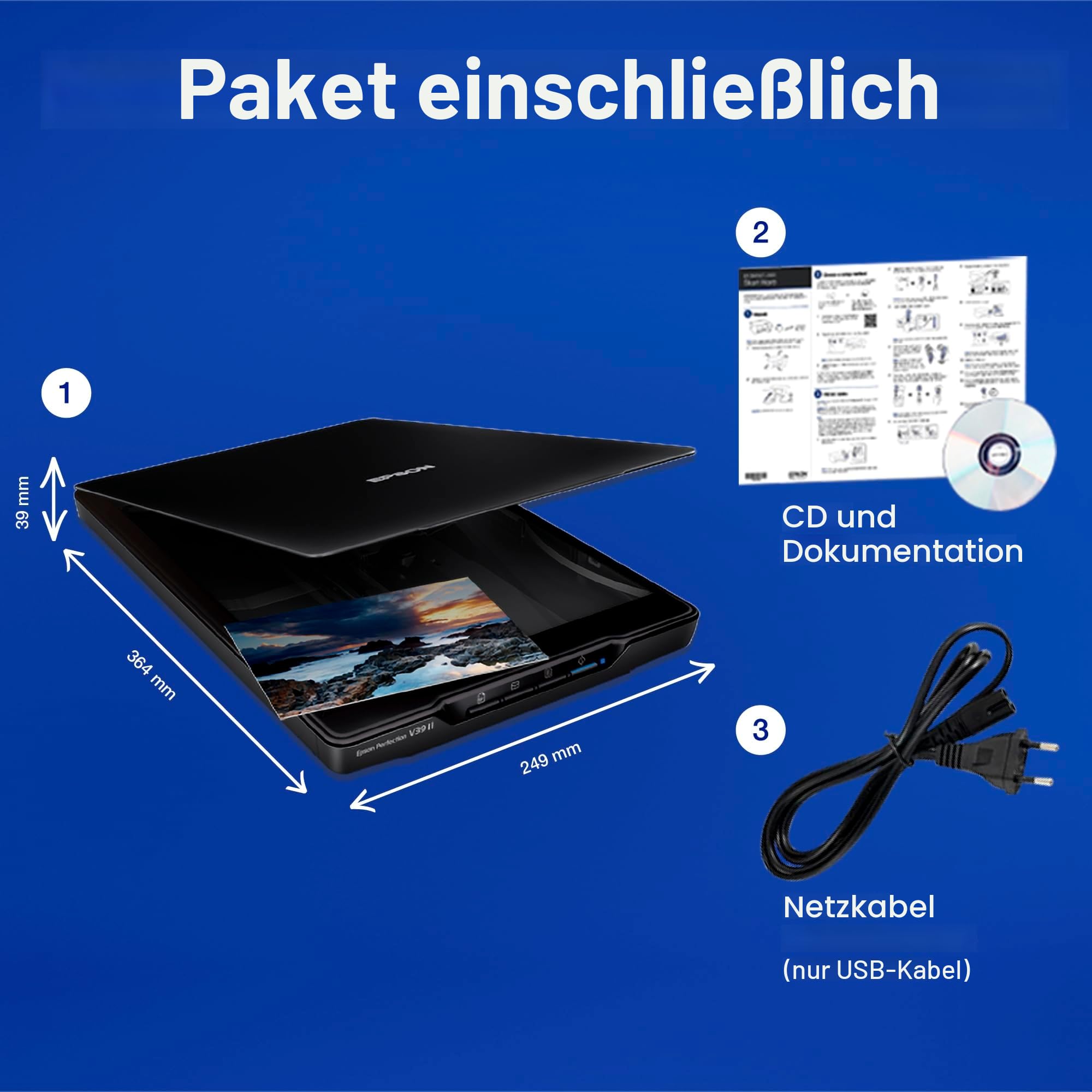 Epson Perfection V39II A4 Flachbett-Foto- und Dokumentenscanner