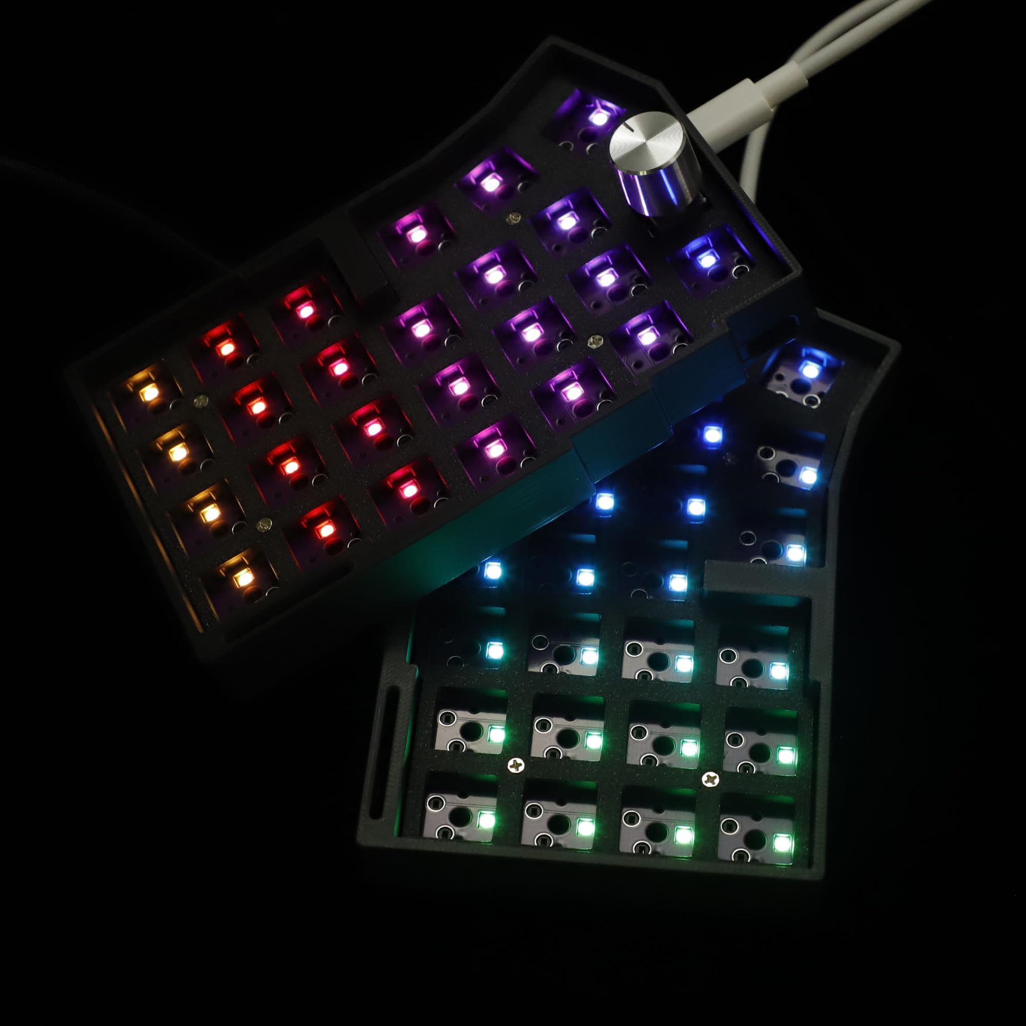 YMDK Worne Wired Split Tastiera Manopola 52 Tasti Ergonomico RGB Swap Cornix Layout 3D PLA QMK Vial Mini Kit Tastiera