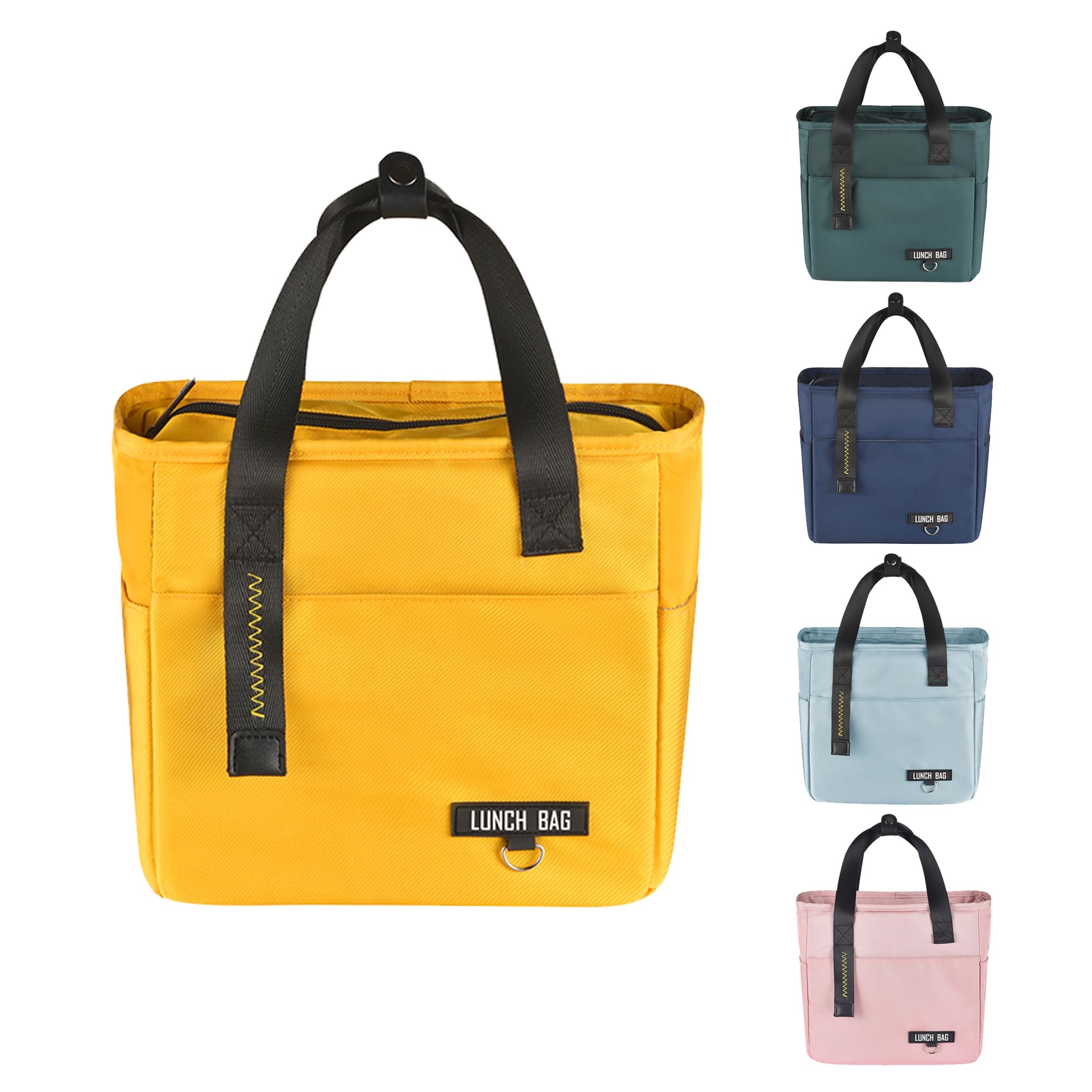 INNKGLE Insulated Lunch Bag -Yellow- Leakproof PEVA Liner, Triple-Layer Thermal Insulation, Large Opening