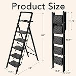 HBTower Step Ladder, 5 Step Ladder Folding Step Stool with Tool Platform,600 lbs Portable Sturdy Steel Ladder for Adults Home Outdoor Kitchen Garage,Black