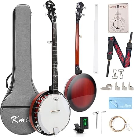Kmise Banjo 5 String Banjos,Professional Full Size 38 Inch Open or Closed Back With Resonator, Bridge, Strings Pack, Finger Picks, Strap, Case, Tuner Accessories Set Gift Choice for Adults Beginner