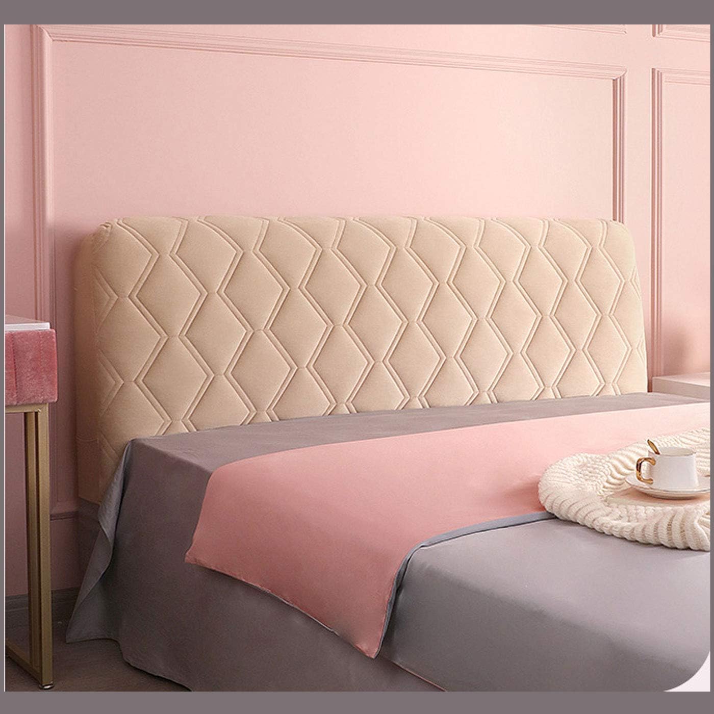 Bed Frame Cover,Headboard Covers,Velvet Slipcover For Single/King/Double,All-inclusive Bed Backrest Stretch Furniture Protective Dustproof Cover For Beds Thicken Washable(130cm(51.1inch),Khaki)