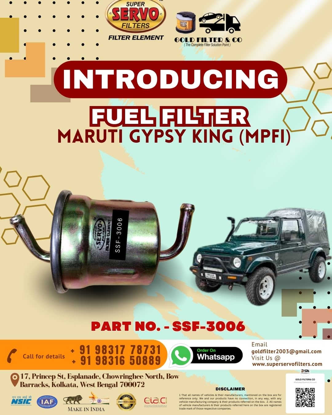 SUPER SERVO FILTERS SSF-3006 FUEL FILTER MARUTI GYPSY KING (MPFI)-image-15