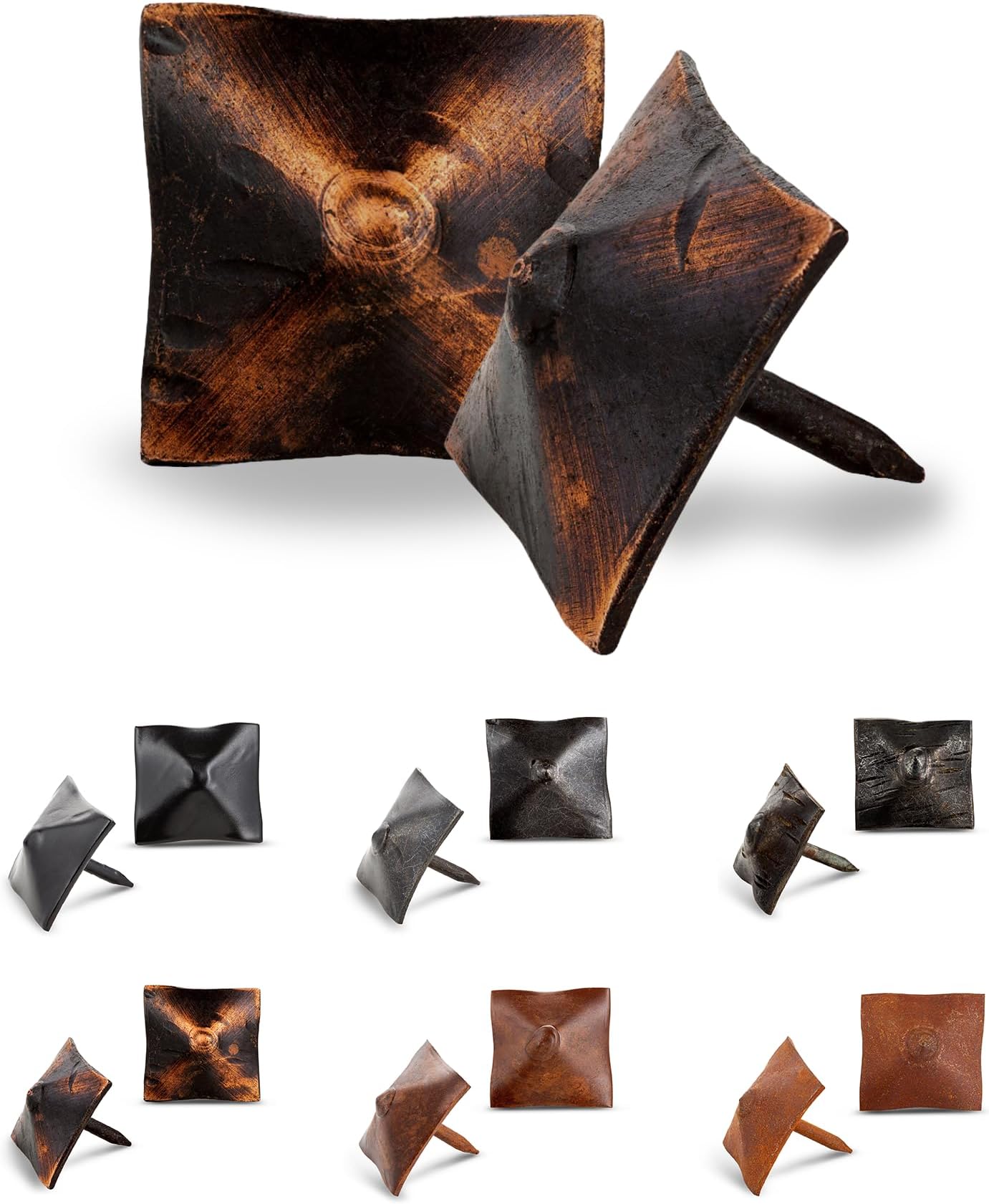 10 Pack - Iron Clavos Decorative Nails Pyramid Head 1 inch - Oil Rubbed Bronze - Decorative Accent for Home Improvement - Farmhouse Shutters, Barn Door, Furniture, Gates Borderland Rustic Hardware