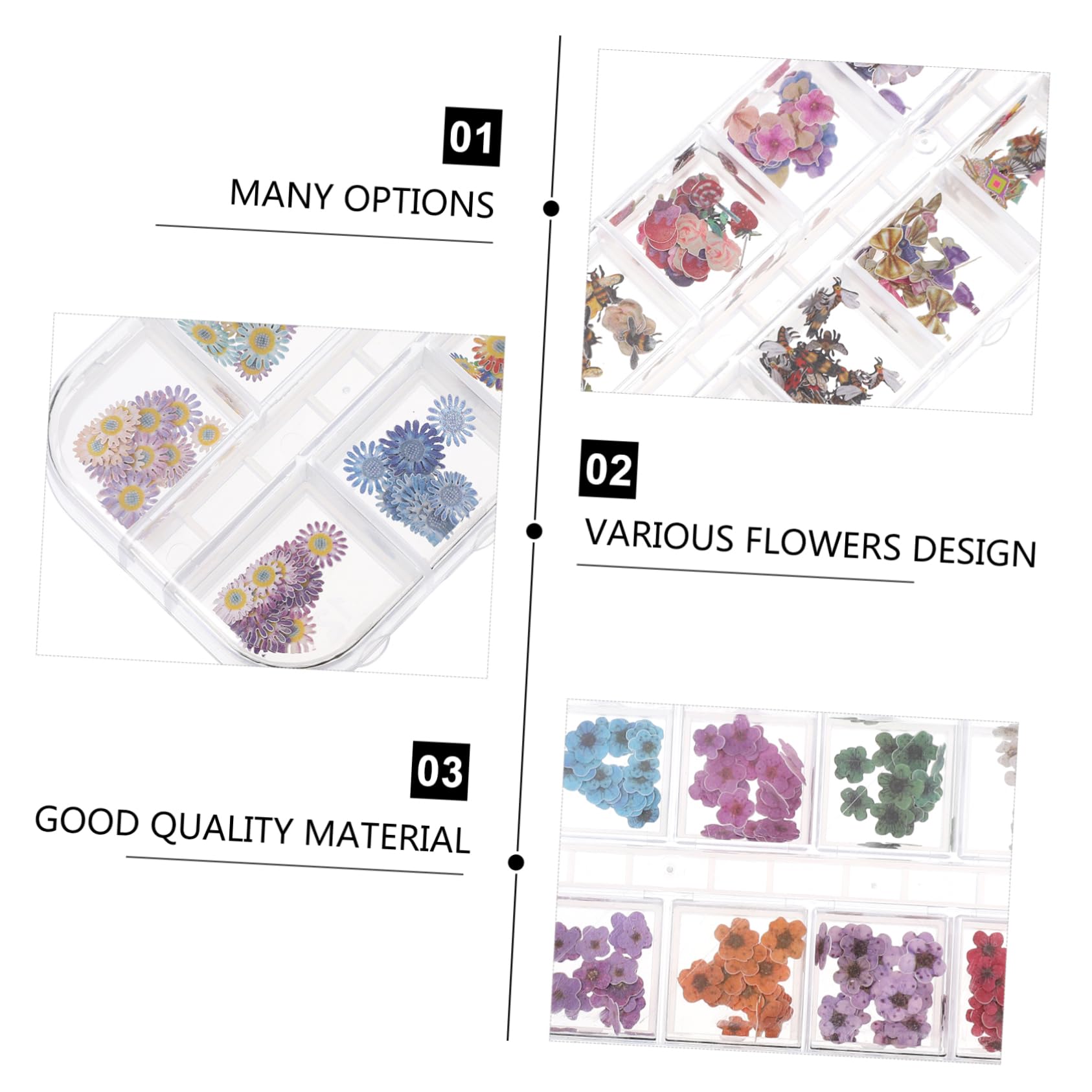 2 Set Adesivi Per Unghie Margherita Legno Decorazioni Per Nail Art Uniche E Colorate Per Manicure Diy 4 Scatole*2