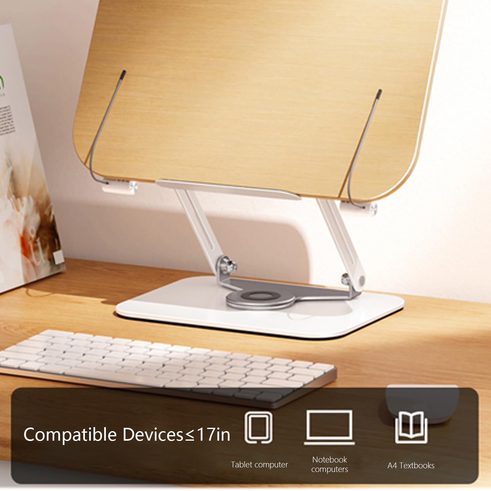 34,3 x 23,9 cm Supporto per libri pieghevole supporto da lettura rotante regolabile tenere libro Tabletd con clip porta pagina