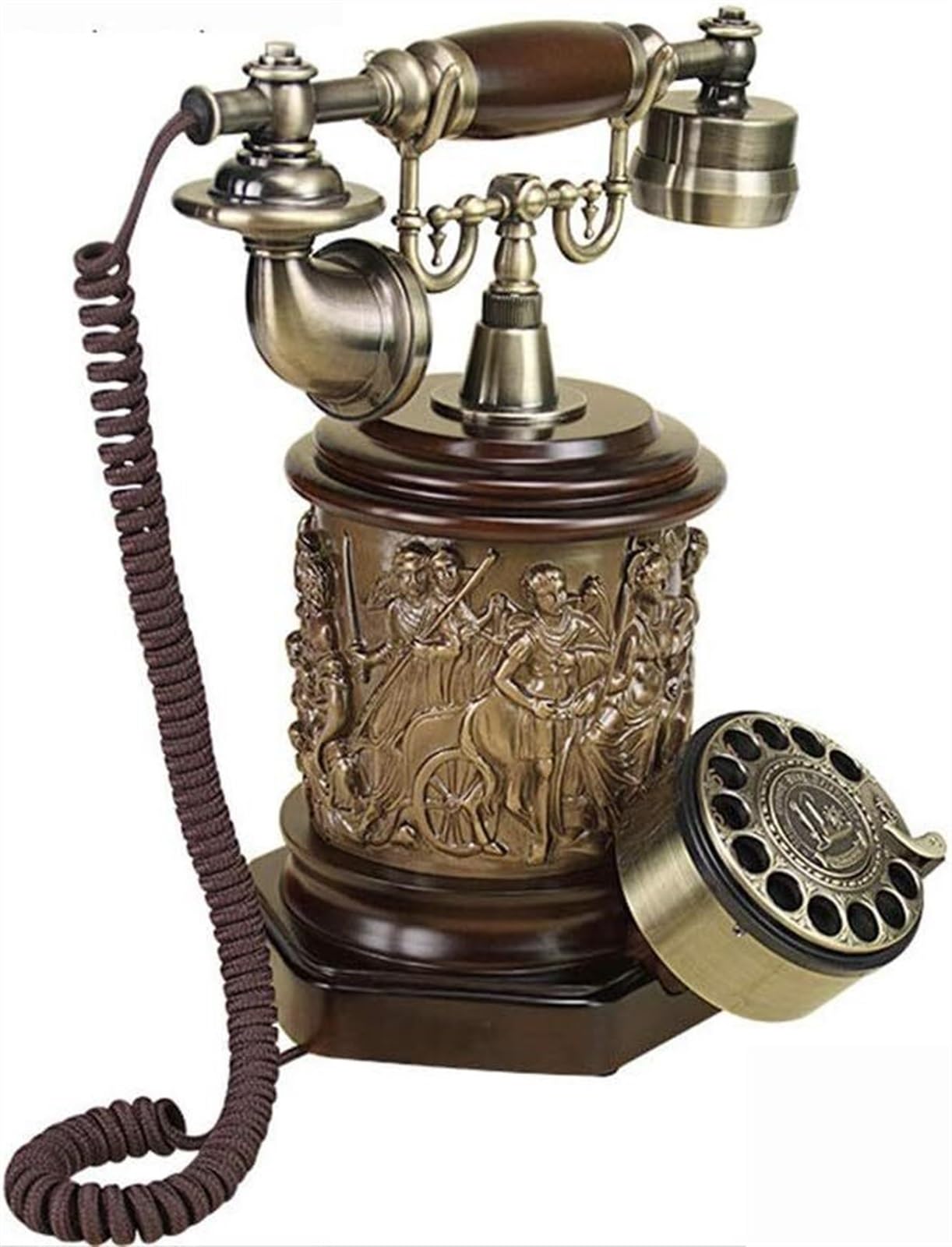 Telefon stacjonarny do domu europejski antyczny telefon telefony z tarczą obrotową Retro stacjonarny telefon biurkowy, telefon przewodowy