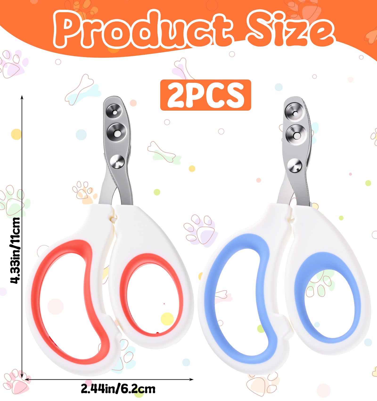 2Pcs Pet Nail Clippers, Dog Cat Nail Clipper with Guard for Cats Small Dogs Animal Claws Trimmer Ideal for Bearded Dragon Cats Rabbit, Non-slip Handle & Stainless Steel Blades, Safe & Easy to Use - image 2