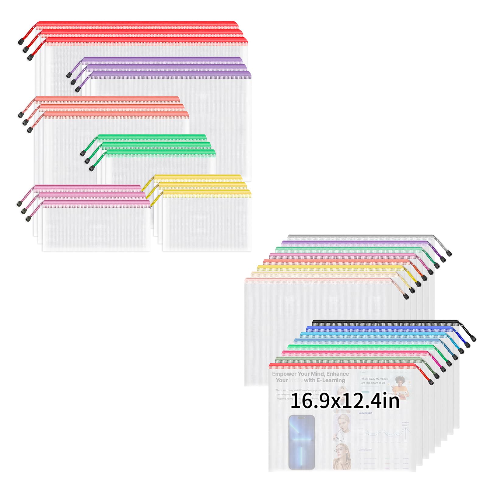 UmrioxZipper Pouch Bundle (18PCS Assorted Size & 16PCS 16.9x12.4 in)