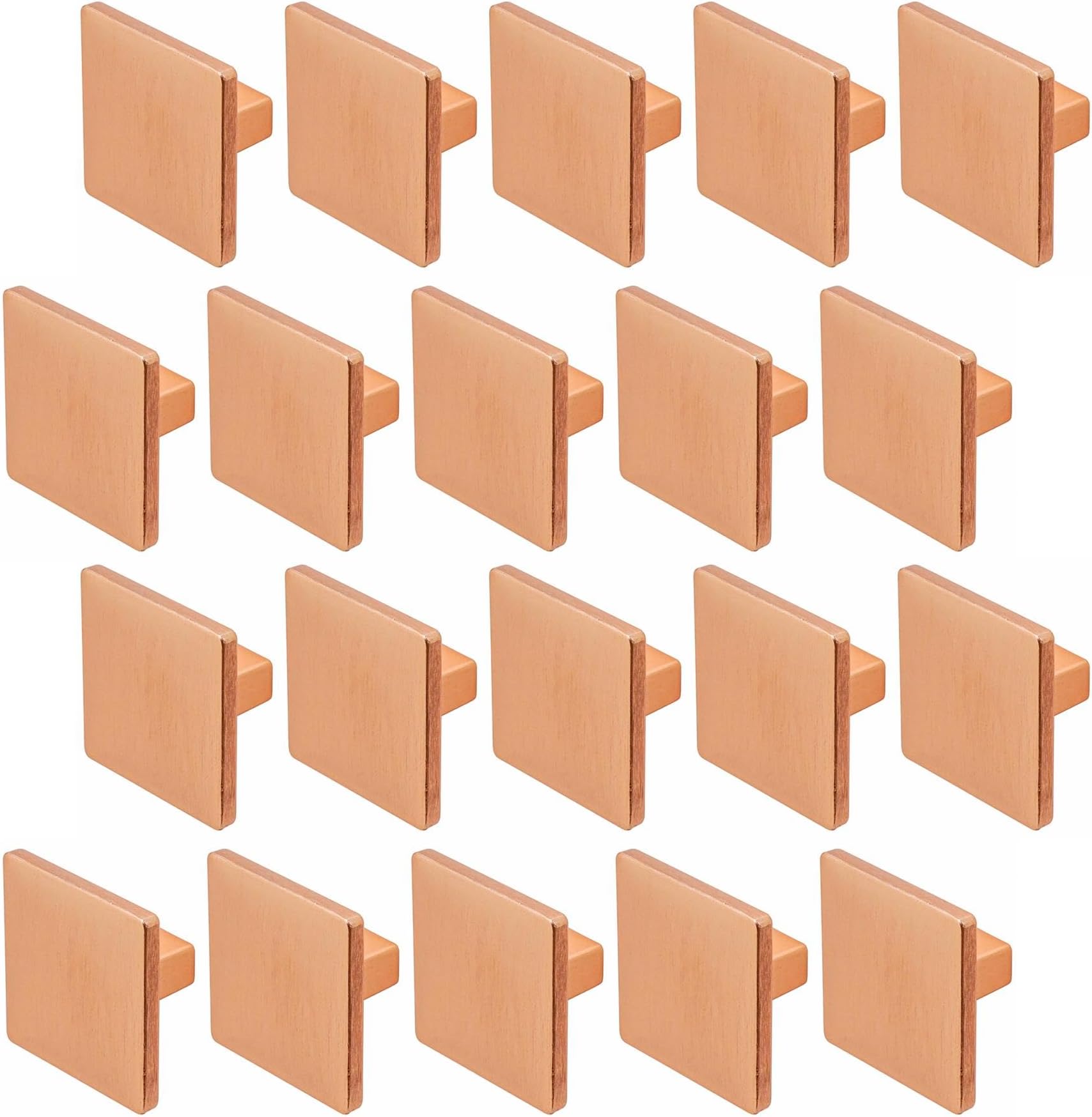 Decoranddecor Calla Square Cabinet Knob Door Pull Handle Kitchen Cupboard Furniture Drawer (20 Pack, Matt Rose)
