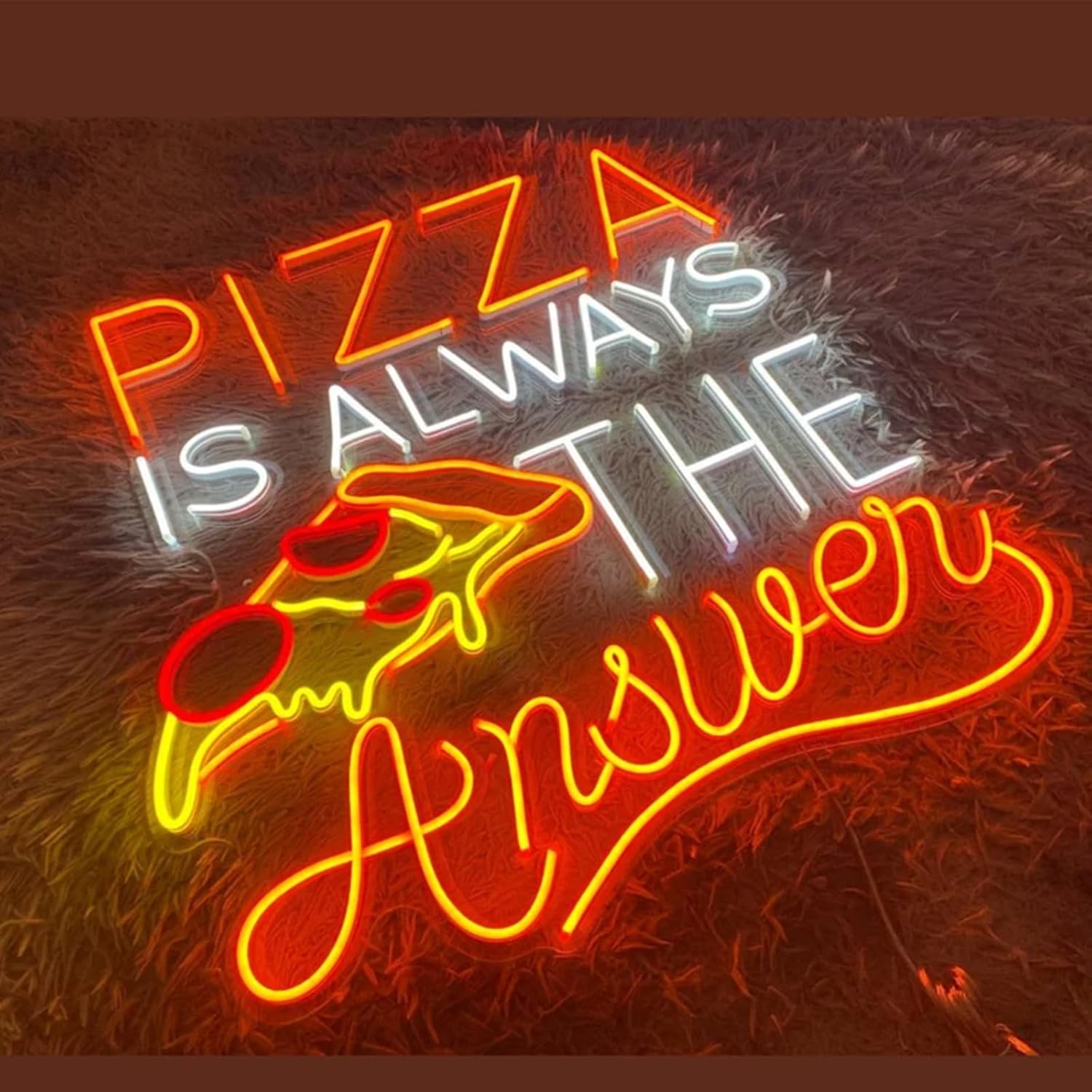 Pizza Is Always The Answer Neon Sign LED Neon Pizza Light Up Sign Business Welcome Pizza Shop Sign for Wall Decor Pizza Restaurant Bar Shop Game Room Men Cave 23inches