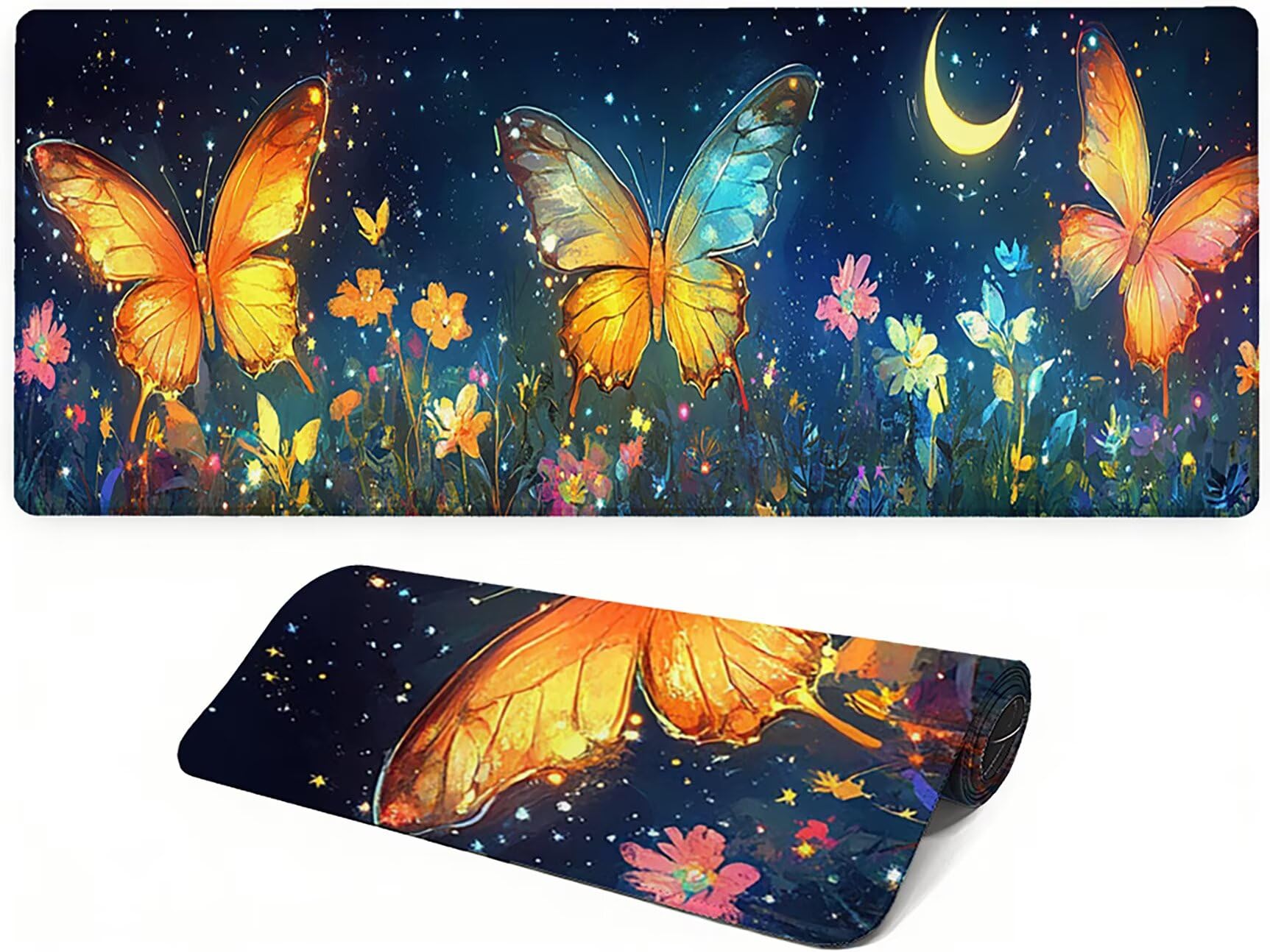 Generico Lejnlnng podkładka pod mysz do gier XXL -120 x 60 cm - wiśniowe kwiaty duża mata na biurko, wodoodporny krajobraz podkładka pod mysz z antypoślizgową gumową podstawą, do gier i biura JL-7832
