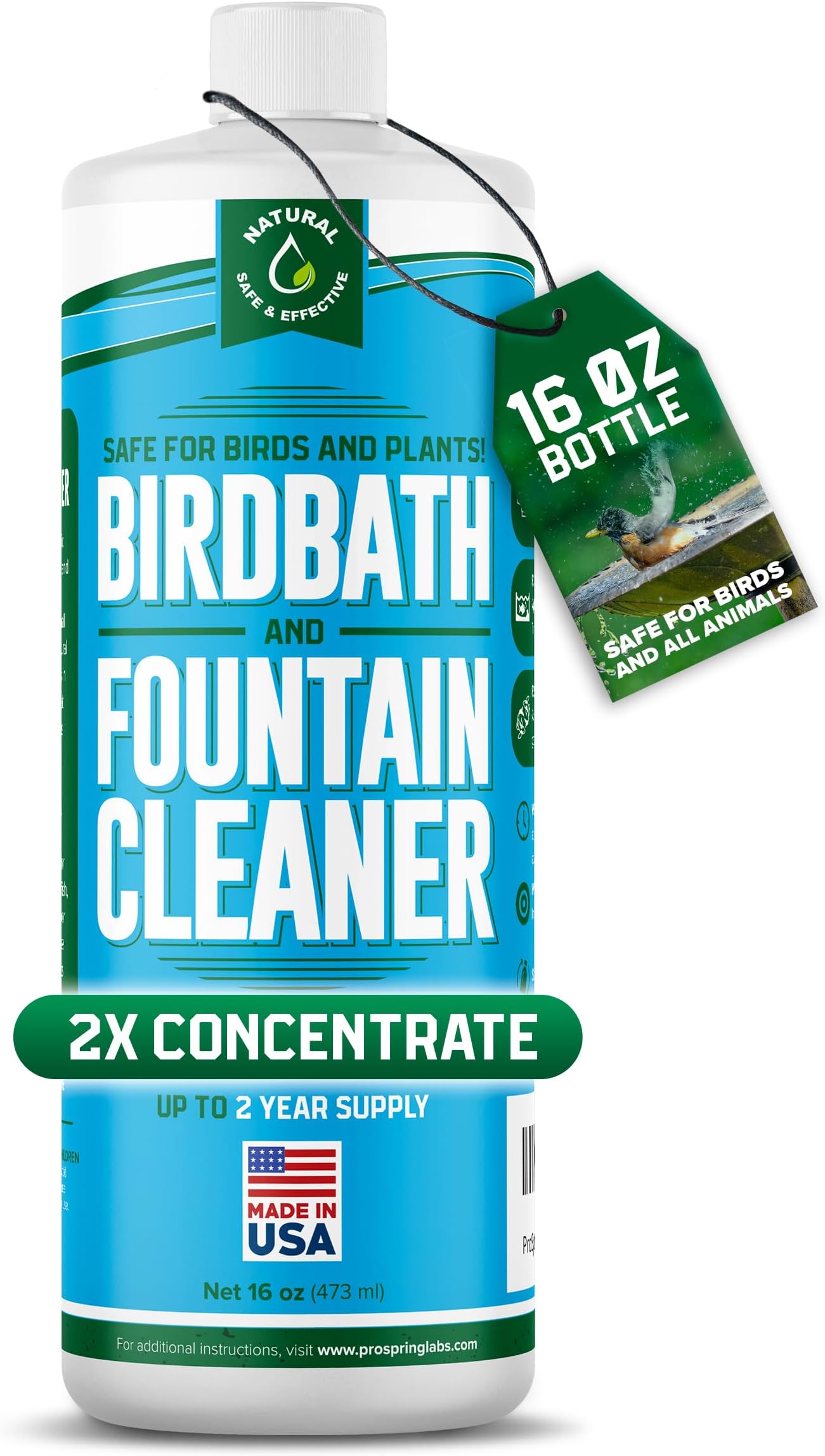 Birdbath & Fountain Cleaner - 16 oz Fountain Maintenance Outdoor Indoor - Bird Bath Cleaner