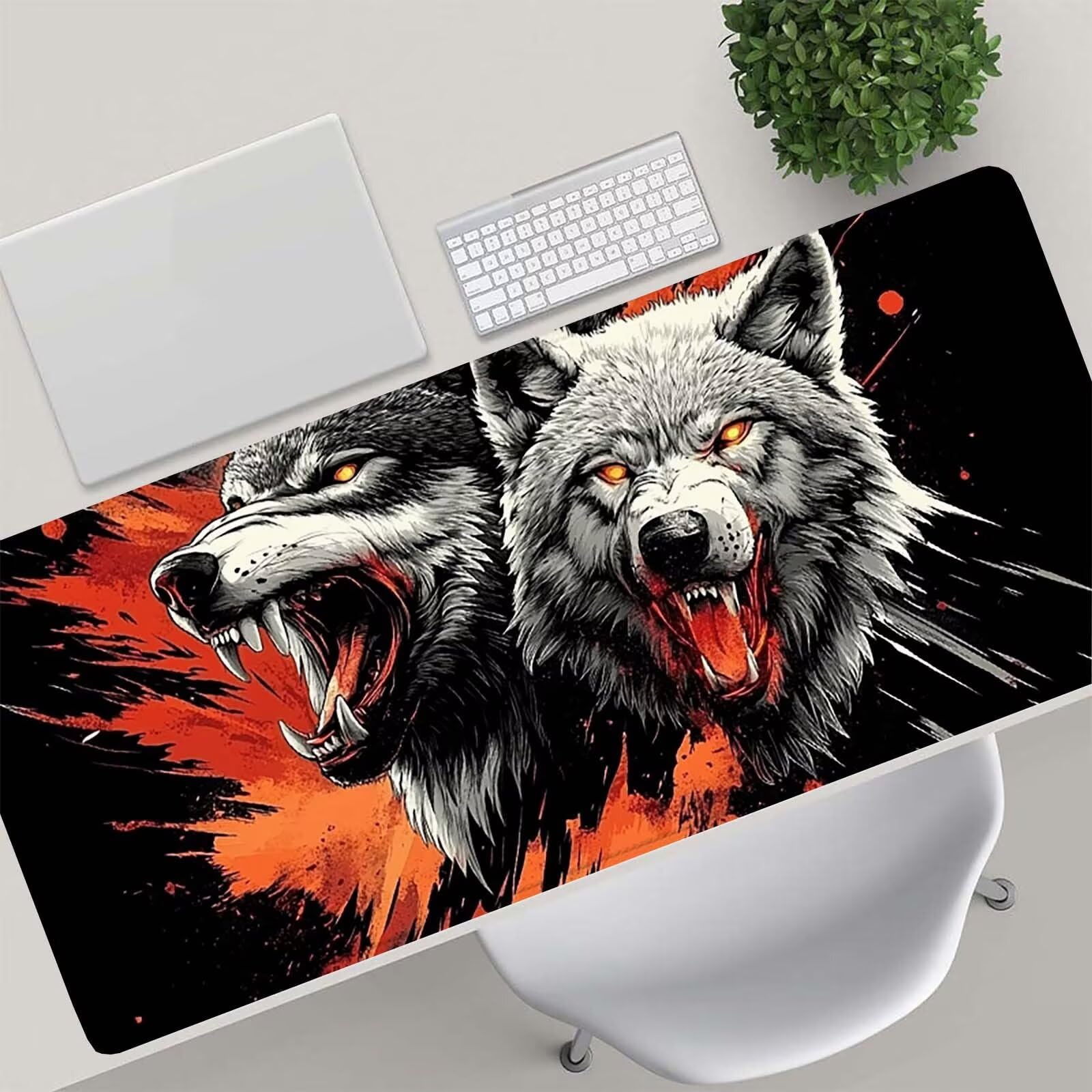 Tappetino Mouse Gaming, 1200x600mm Tappetino Mouse XXL nero 0c0-328 | Mouse Pad Grande, Ottimizzato per i Sensori da Gioco, Migliora Precisione e Velocità, per Mac e PC, lupi (6)