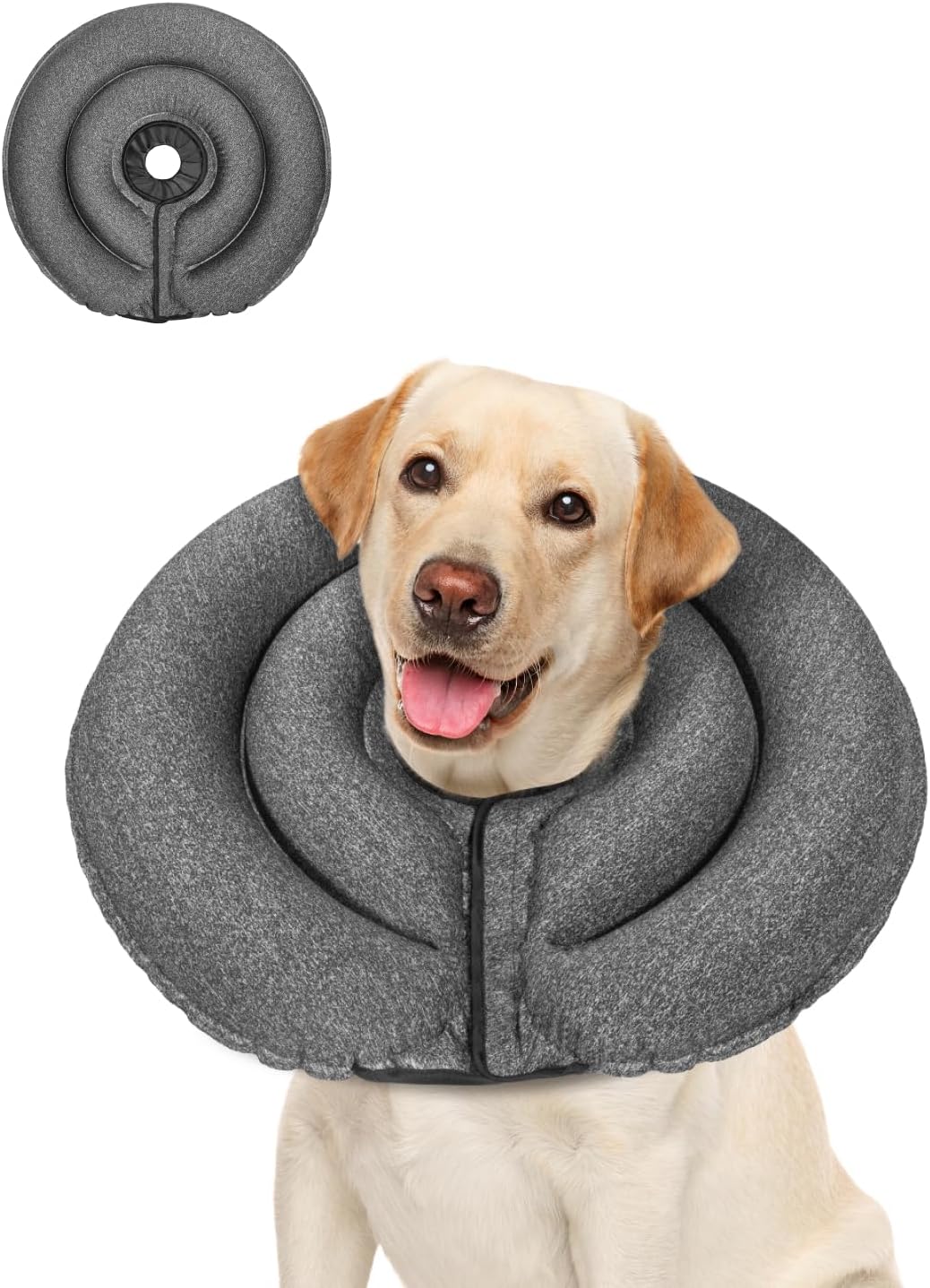 MIDOG Dog Cone Collar for Large Medium Dogs, Soft Inflatable Dog Cone Alternative After Surgery, Adjustable Protective Recovery Cone - Alternative E Collar Does Not Block Vision (Gray, XL, Patented) Gray XL-neck:18"-24"