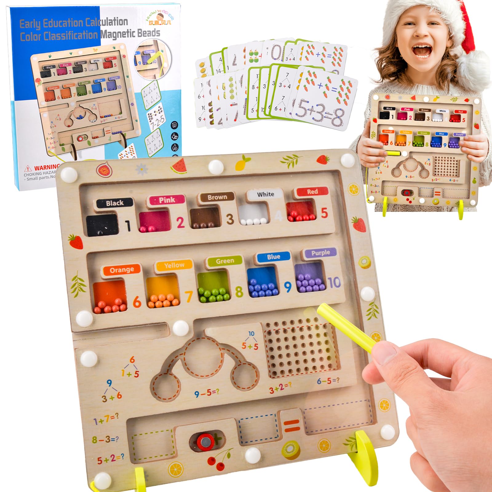 Laberinto Magnético De Madera Para Niños 3-6 Años - Juguete Montessori Colores Y Números